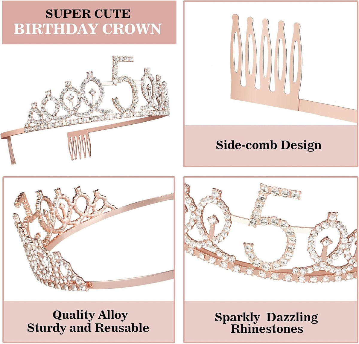 5th Birthday Decorations for Girls, Including Sash, Crown/Tiara, Candles, Cake Topper, 5th Birthday