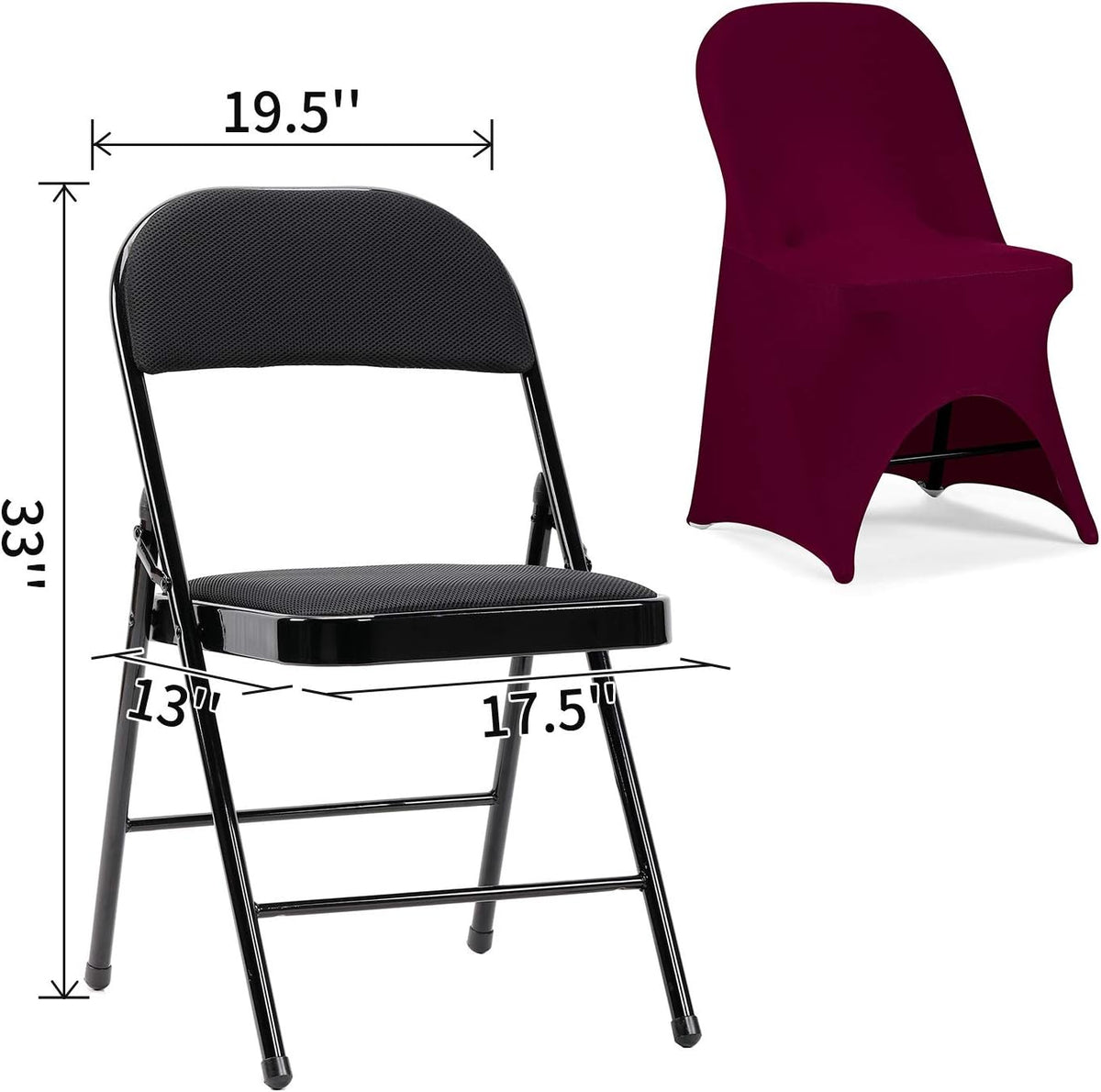 Peomeise Stretch Spandex Folding Chair Cover with Open Back for Wedding Party Dining Banquet Event
