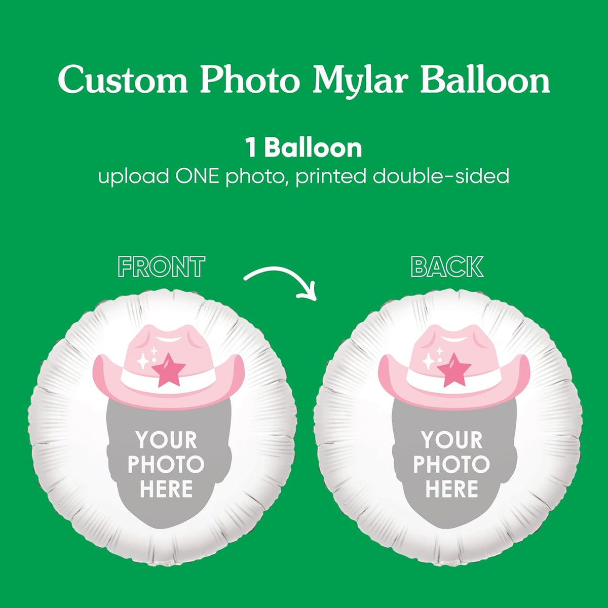 Big Dot of Happiness Personalized Pink Rodeo Cowgirl Fun Face Photo Balloon, Western Bachelorette