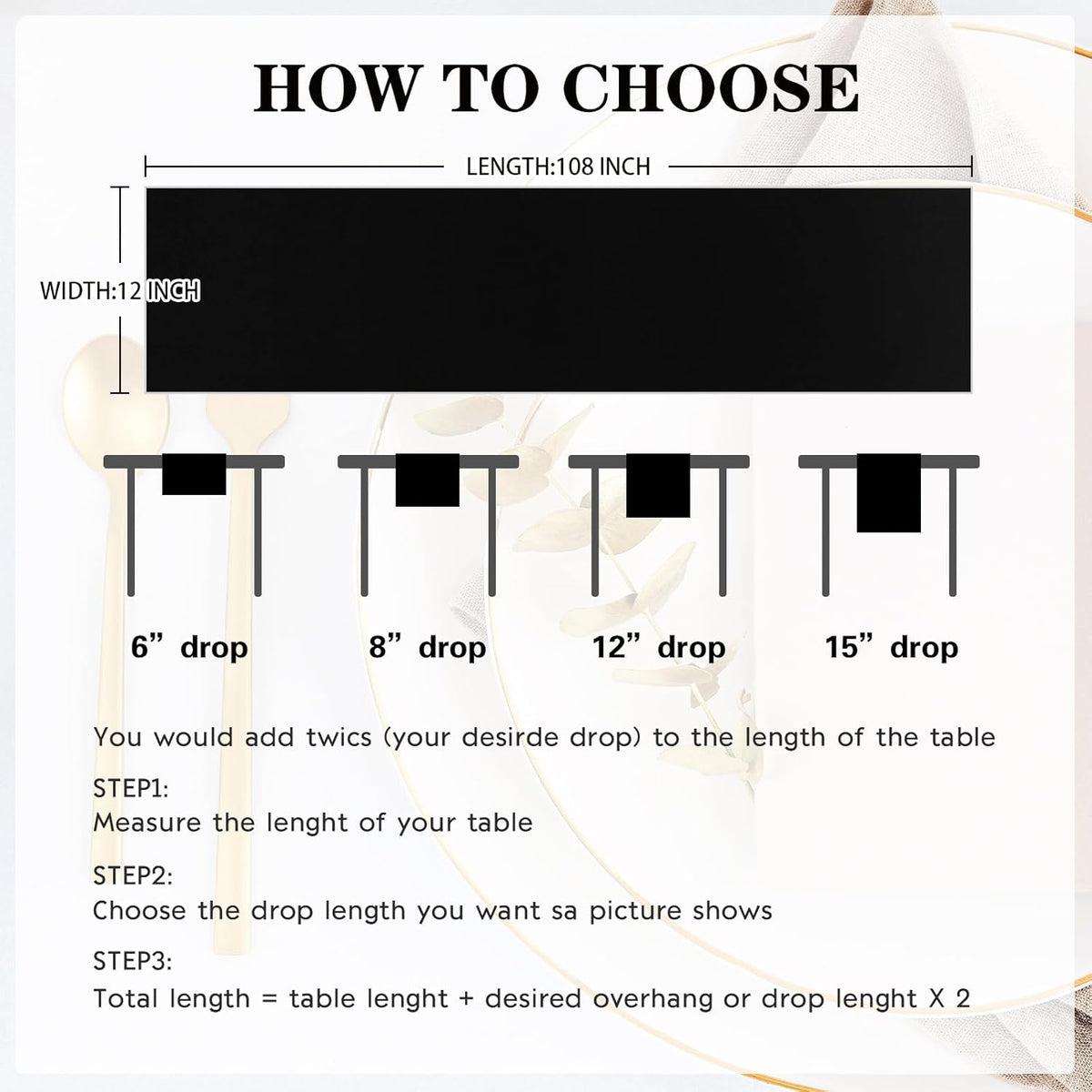 10 Pack Satin Table Runner 12 x 108 Inch Long Black Silk Table Runner for Wedding Party Banquet