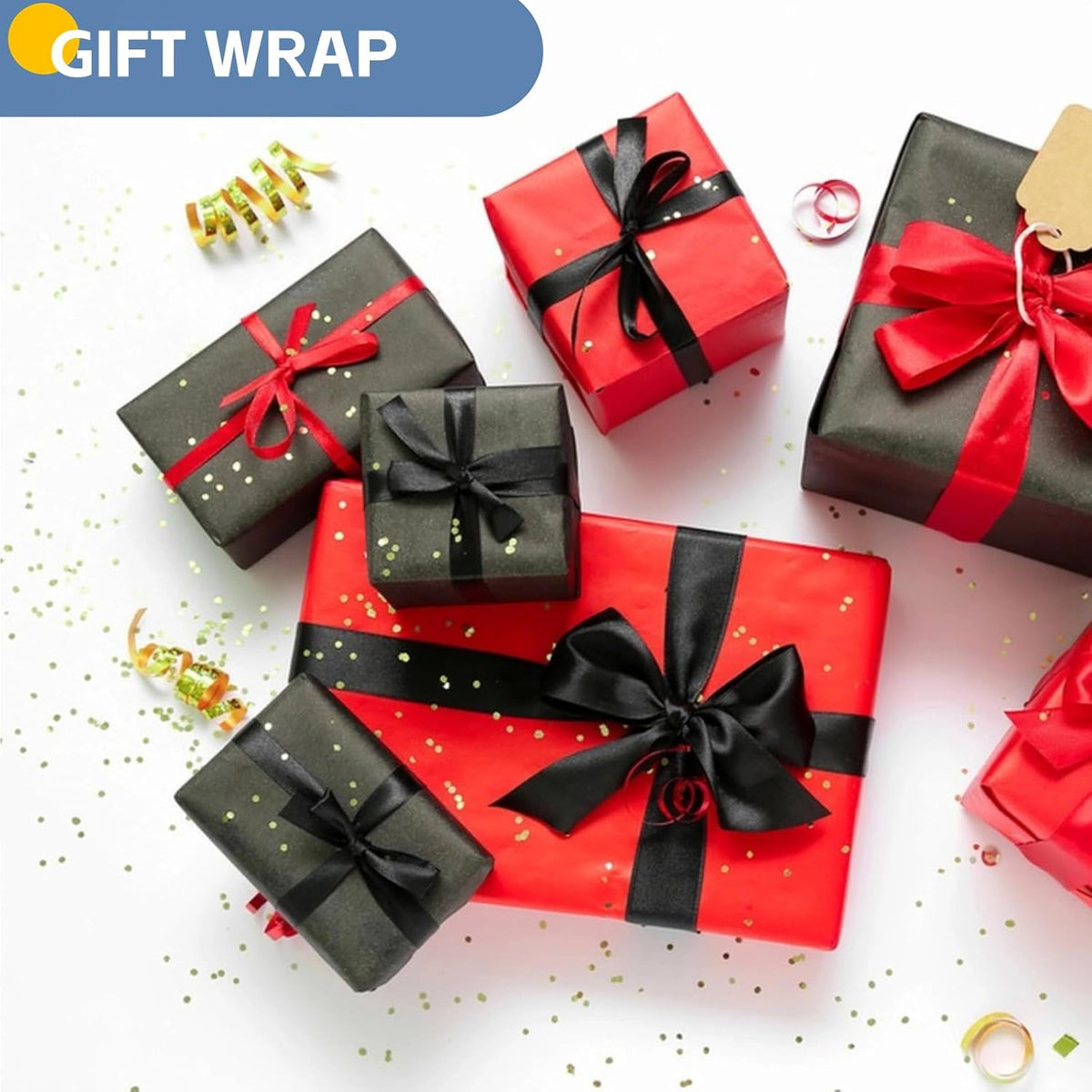 Black Wrapping Paper, 15"×900" (75FT) Art Paper Craft Kraft Paper Roll for Poster Bulletin Board