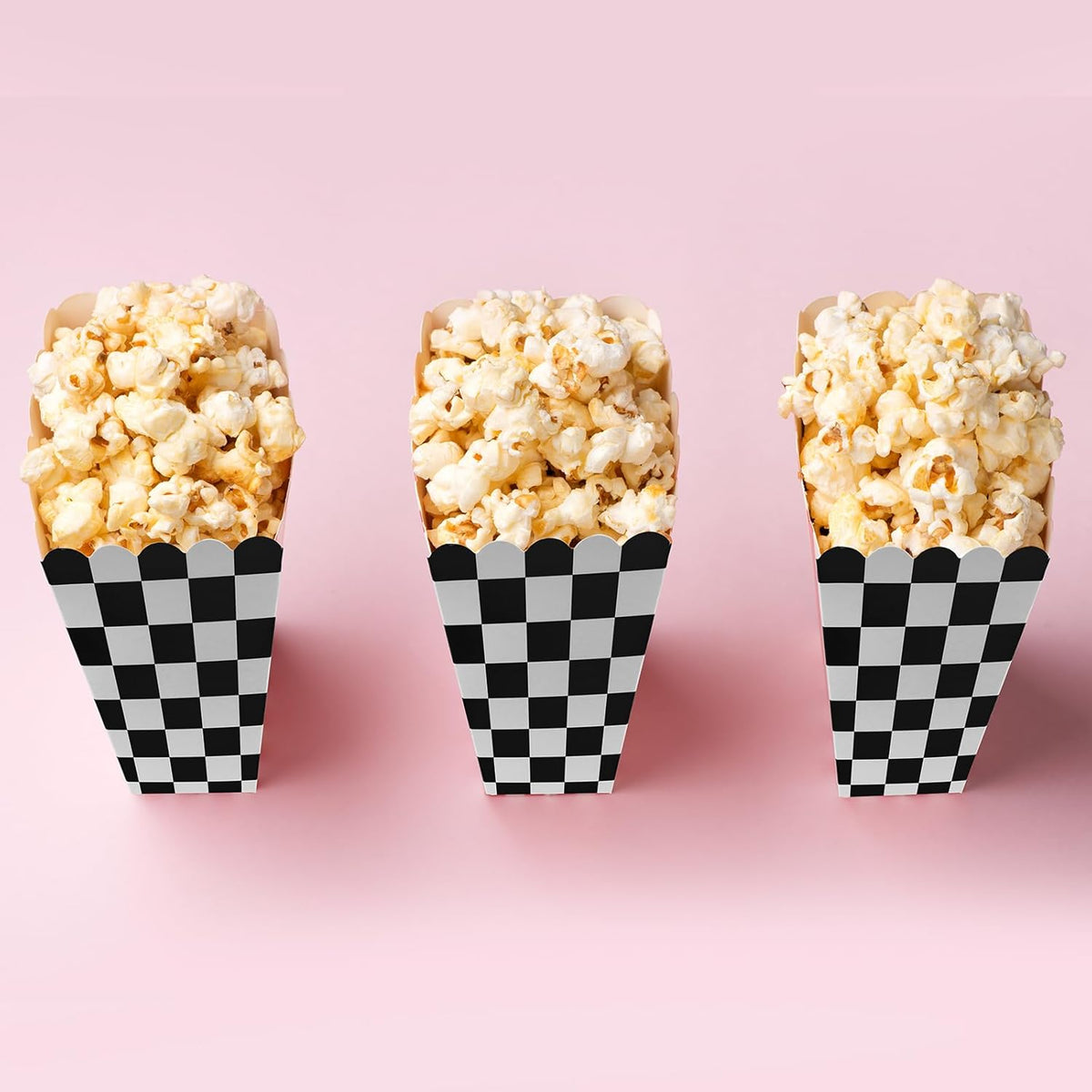 50 Pcs Checkered Popcorn Boxes Mini Paper Popcorn Bags for Race Car Party for Movie Nights Birthday