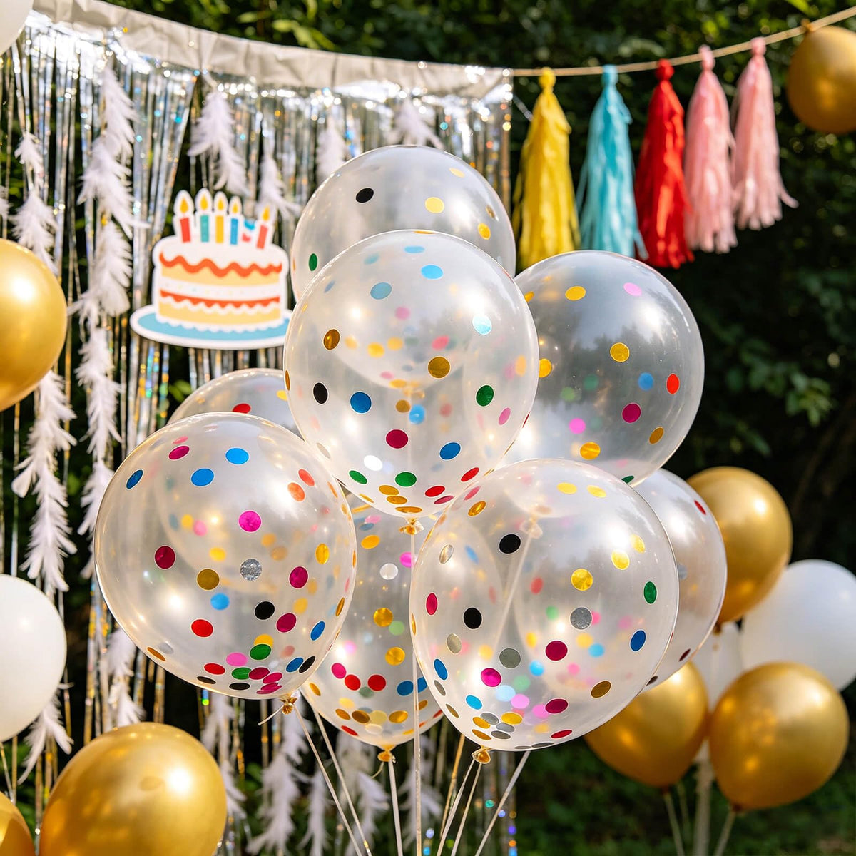 100pcs Rainbow Multicolor Confetti Balloons 12 inch