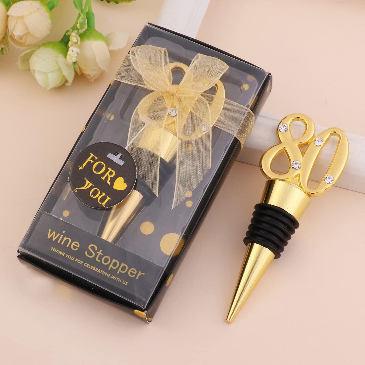 12 Pack 80th Birthday Favors For Guests 80 Years Old Wine Bottle Stoppers With Gift Box For 80th