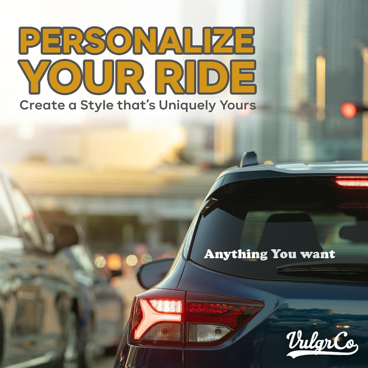 VulgrCo Custom Windshield Sticker, Create Your Own Custom Vinyl Decals for Cars, Long-Lasting Front