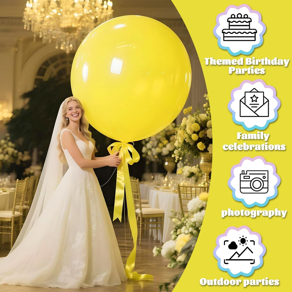 KAWKALSH Yellow Giant Balloons 36 Inch, 9pcs Jumbo Large Round Latex Balloons for Baby Shower
