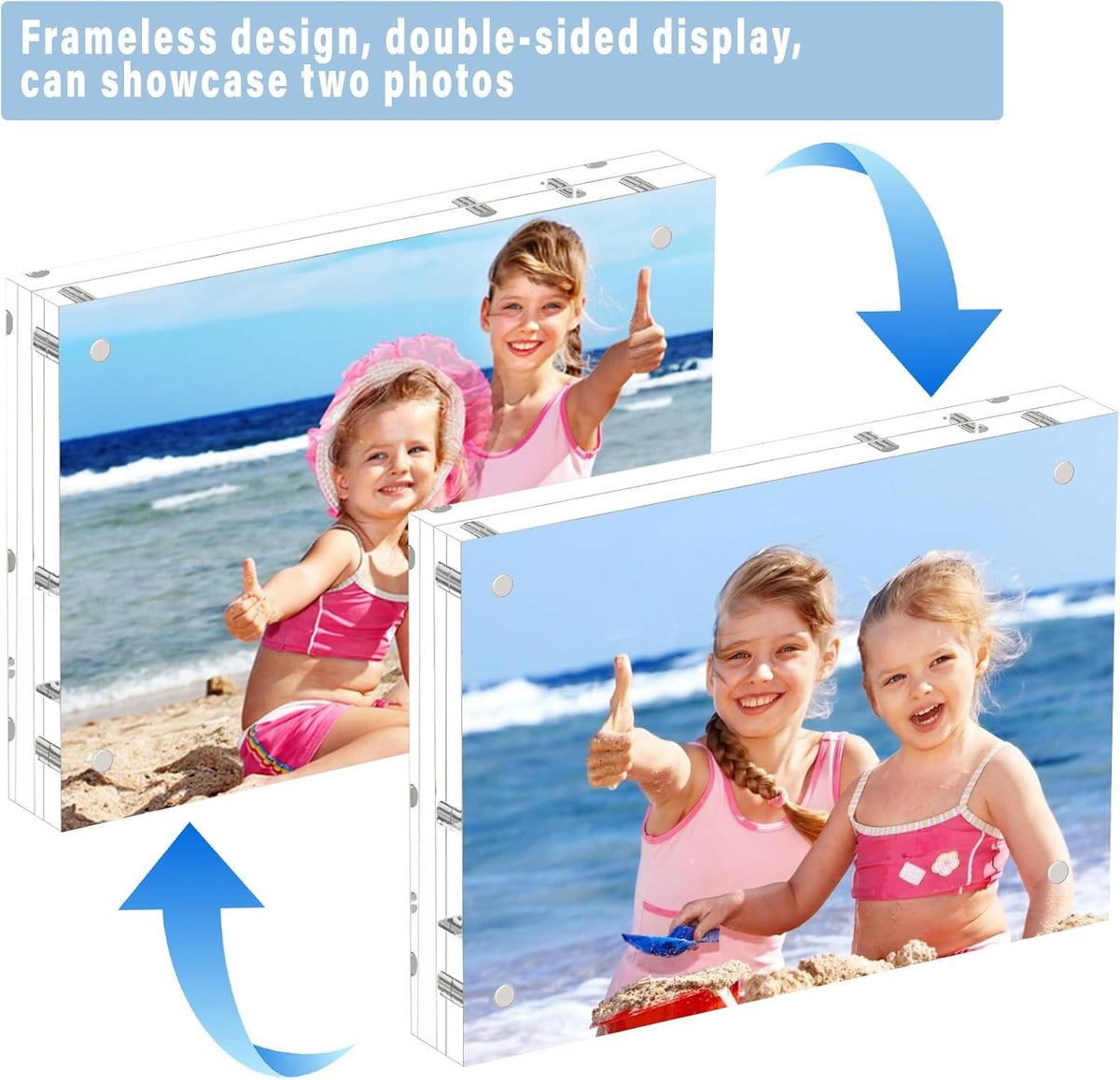 HELPLEX 5 Pack 8.5x11 Acrylic Picture Frames, 24mm Thicker Frameless Clear Frame Double Sided