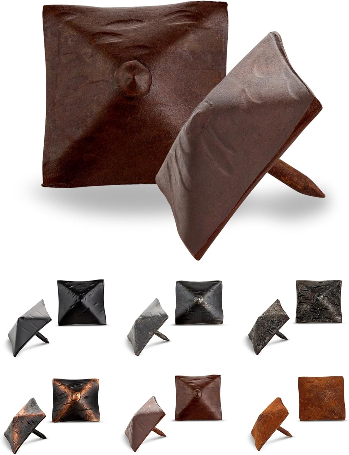25 Pack 1.25" Square Head Iron Clavos Decorative Nails – Sealed Rusted – Handmade Rustic Square