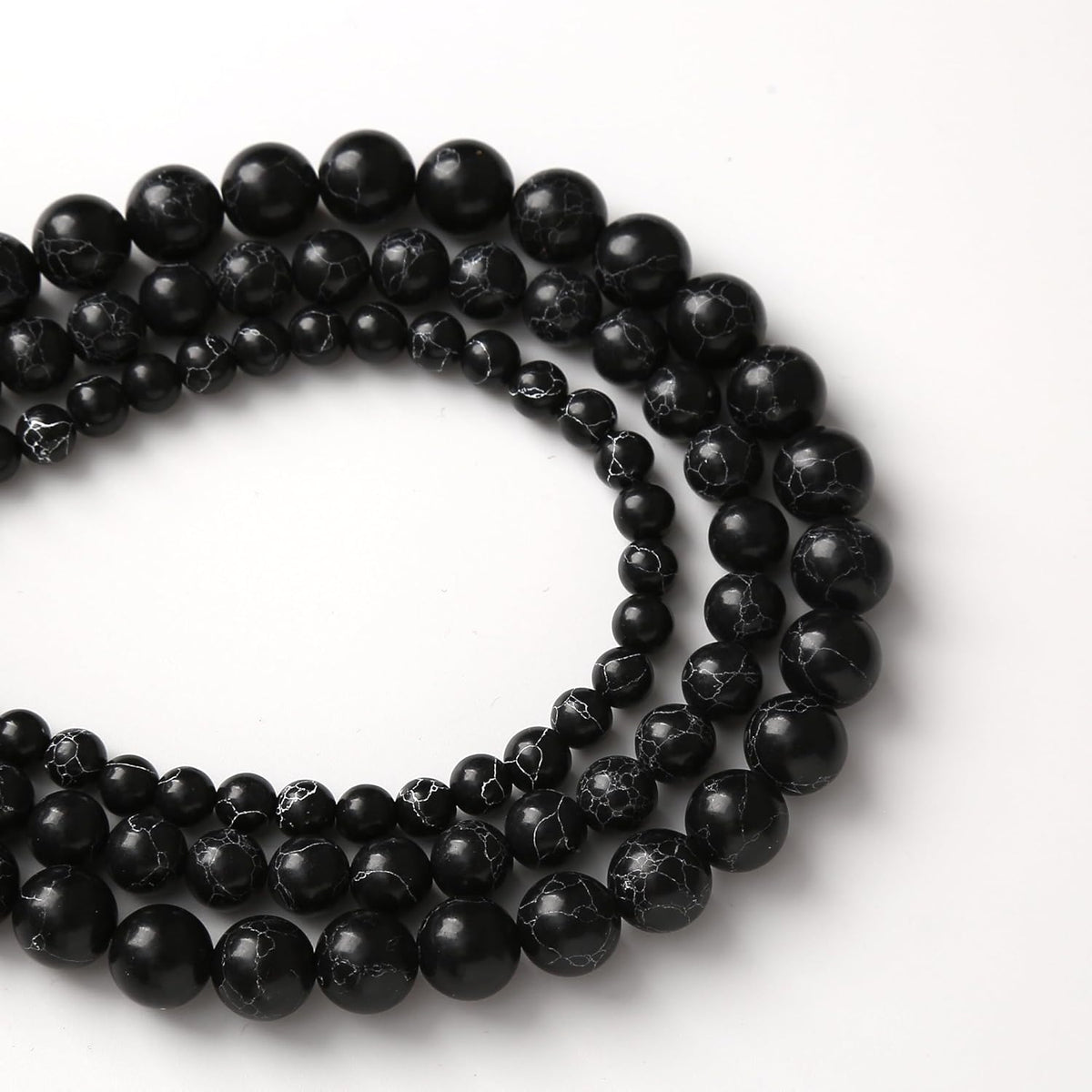 Black Turquoise Stone Beads 6MM Gemstone Round Crystal Energy Jade Beads for Jewelry Making DIY