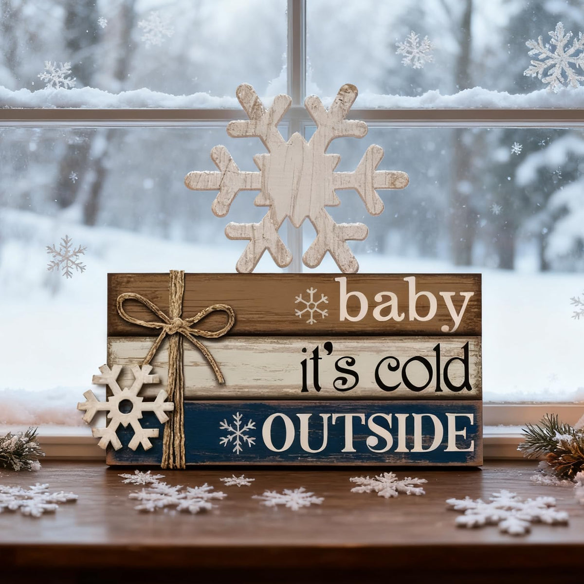 4 Pcs Winter Christmas Decor Winter Table Decorations Christmas Tiered Tray Decor Centerpiece
