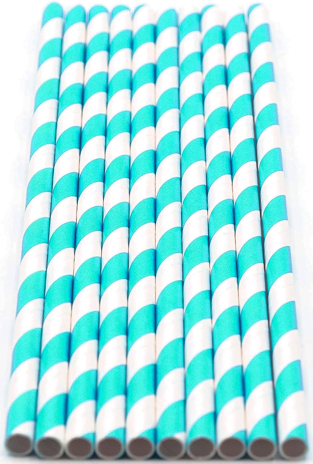 Pack of 900 Turquoise Swirls Biodegradable 4-Ply Paper Drinking Straws (Compostable, Non-toxic