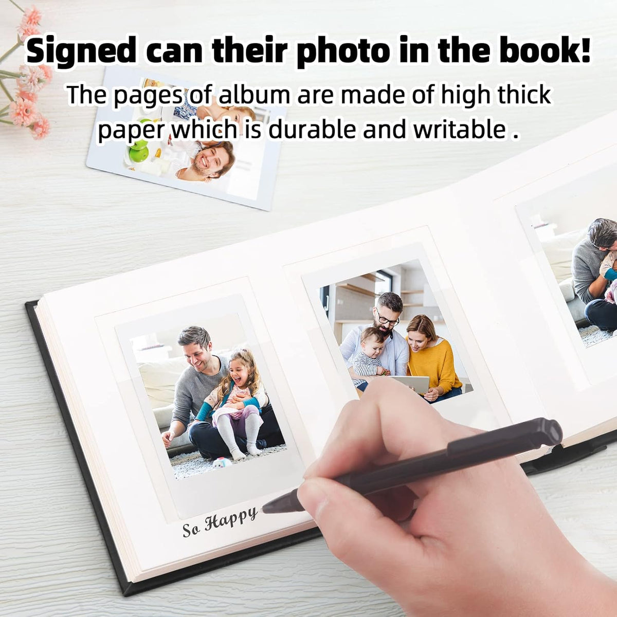 64 Pocket Mini Photo Album with Writing Space,Faux Leather Cover, Compatible with 2x3 Inch Polaroid