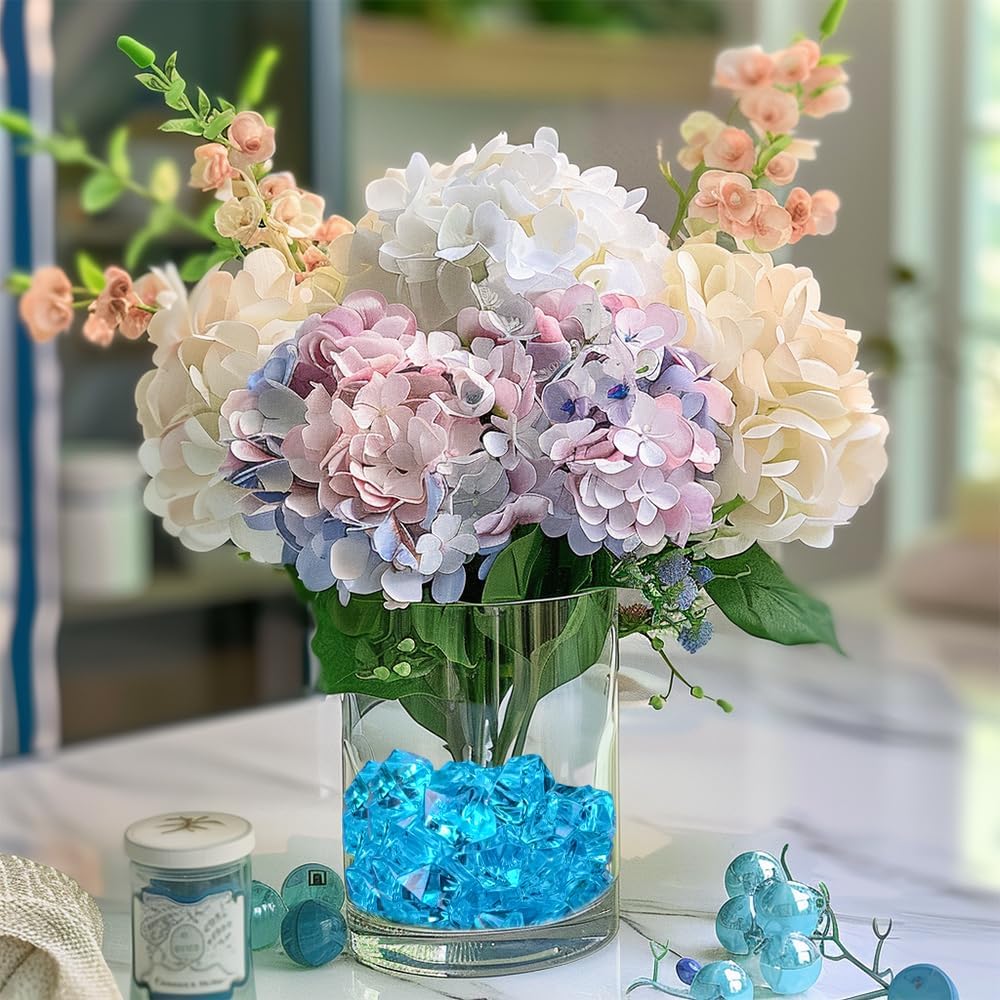 HappyFiller 14 OZ Sky Blue Fake Acrylic Ice Rocks Faux Crystal Cubes Stones Diamonds Gems,Aquarium