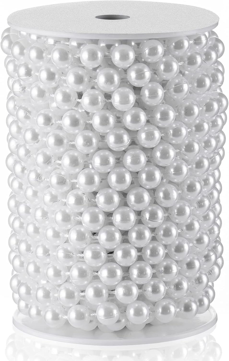 Craft String Pearls 10MM Pearl Bead, 33 Feet White Faux Pearl Garland Spool Roll Strand Wedding