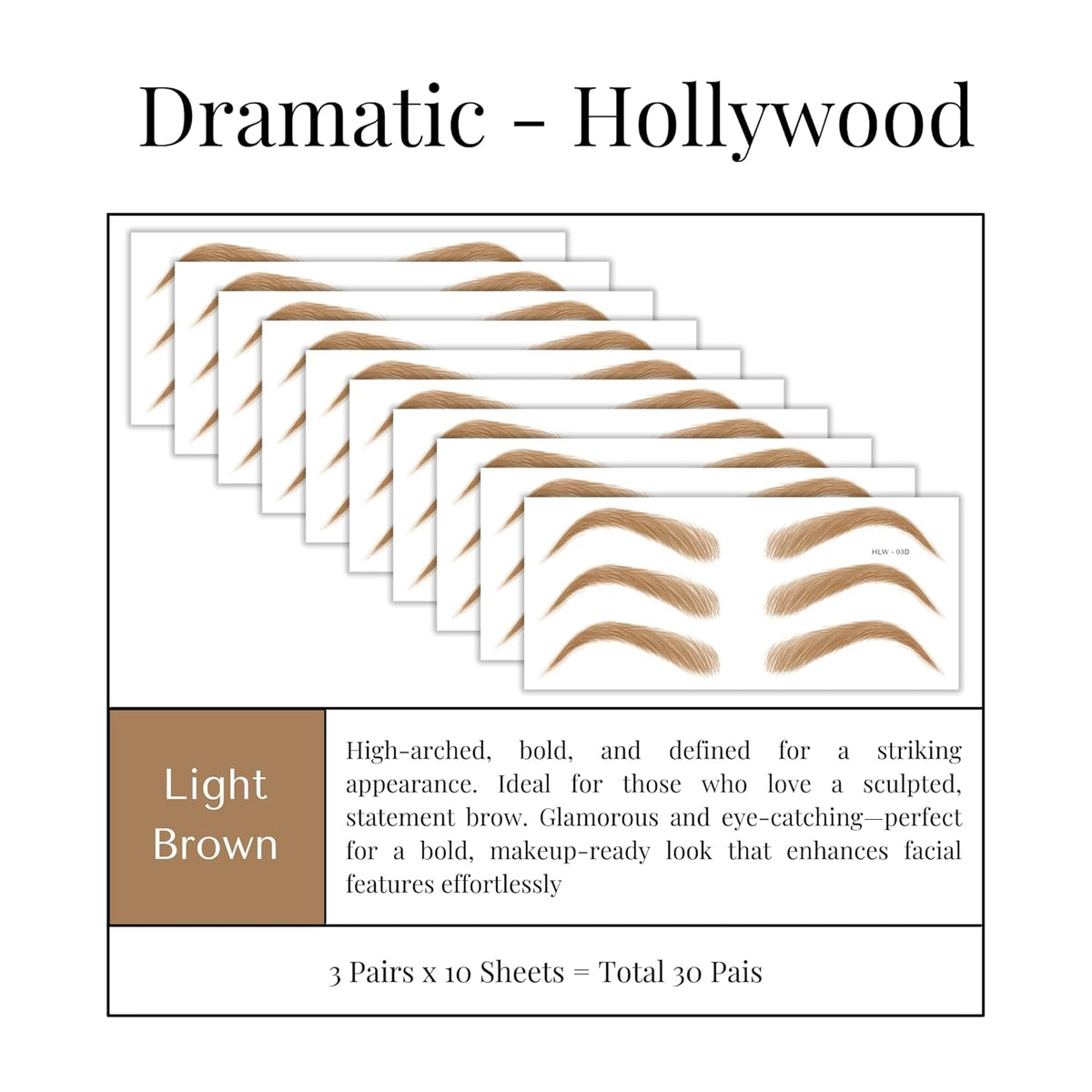 Bliss and Beyond USA Eyebrow Tattoo Stickers Waterproof – 30-Pair Deluxe Box | Realistic Hair-Like