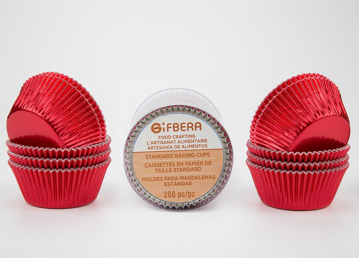 Gifbera Standard Red Foil Cupcake Liners Wrappers Baking Cups for Birthday Wedding Holiday Party