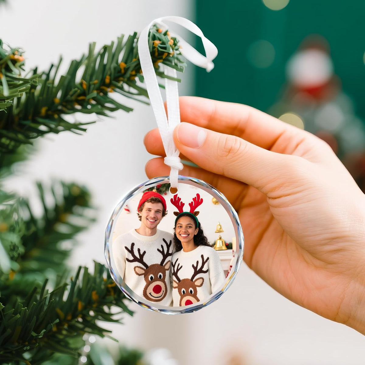 Personalized Christmas Ornaments 2025 - Custom Crystal Photo Ornaments for Christmas Tree, Wedding