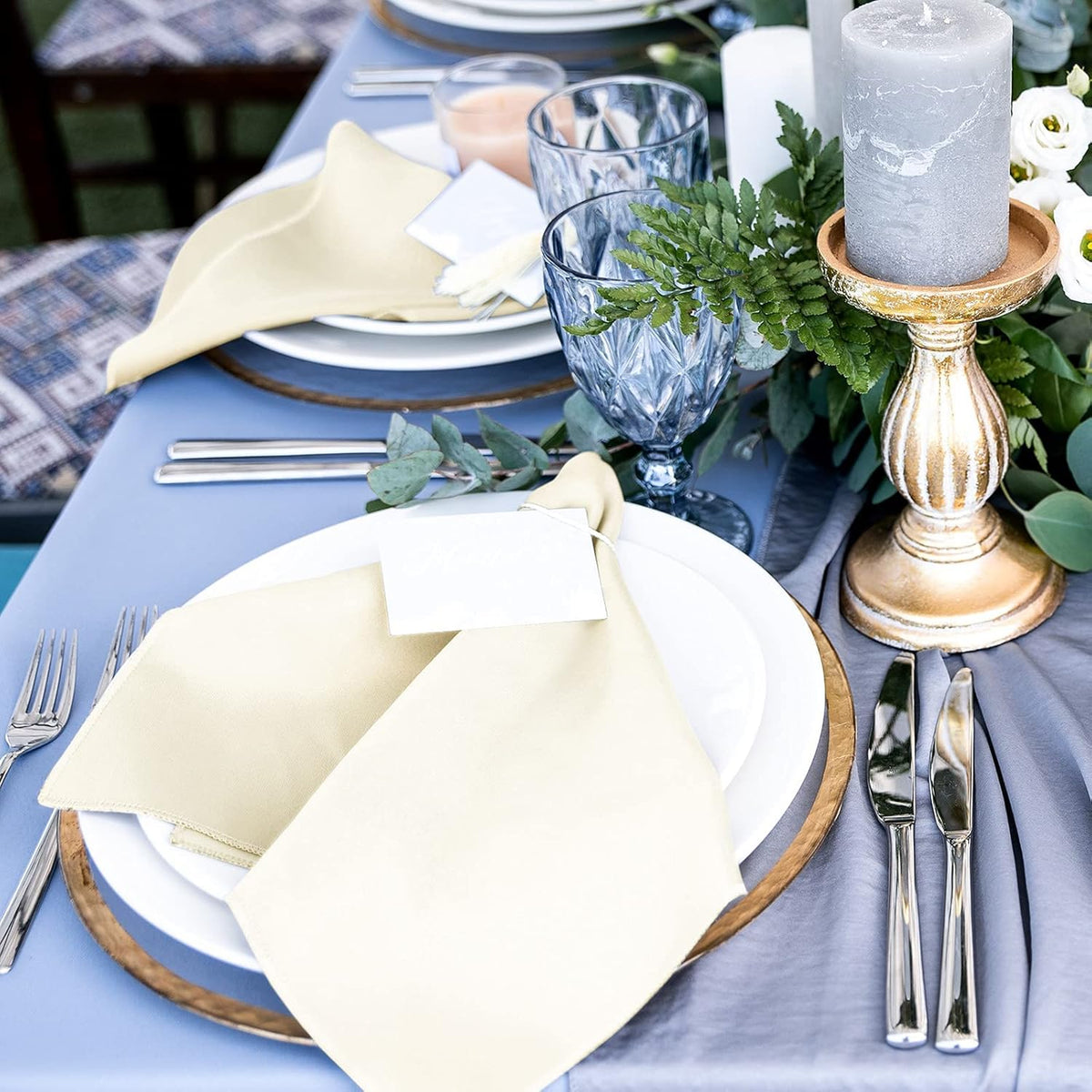 ANECO 12 Pieces Satin Napkins Soft Dinner Napkins Square Table Napkins 17 x 17 Inches for