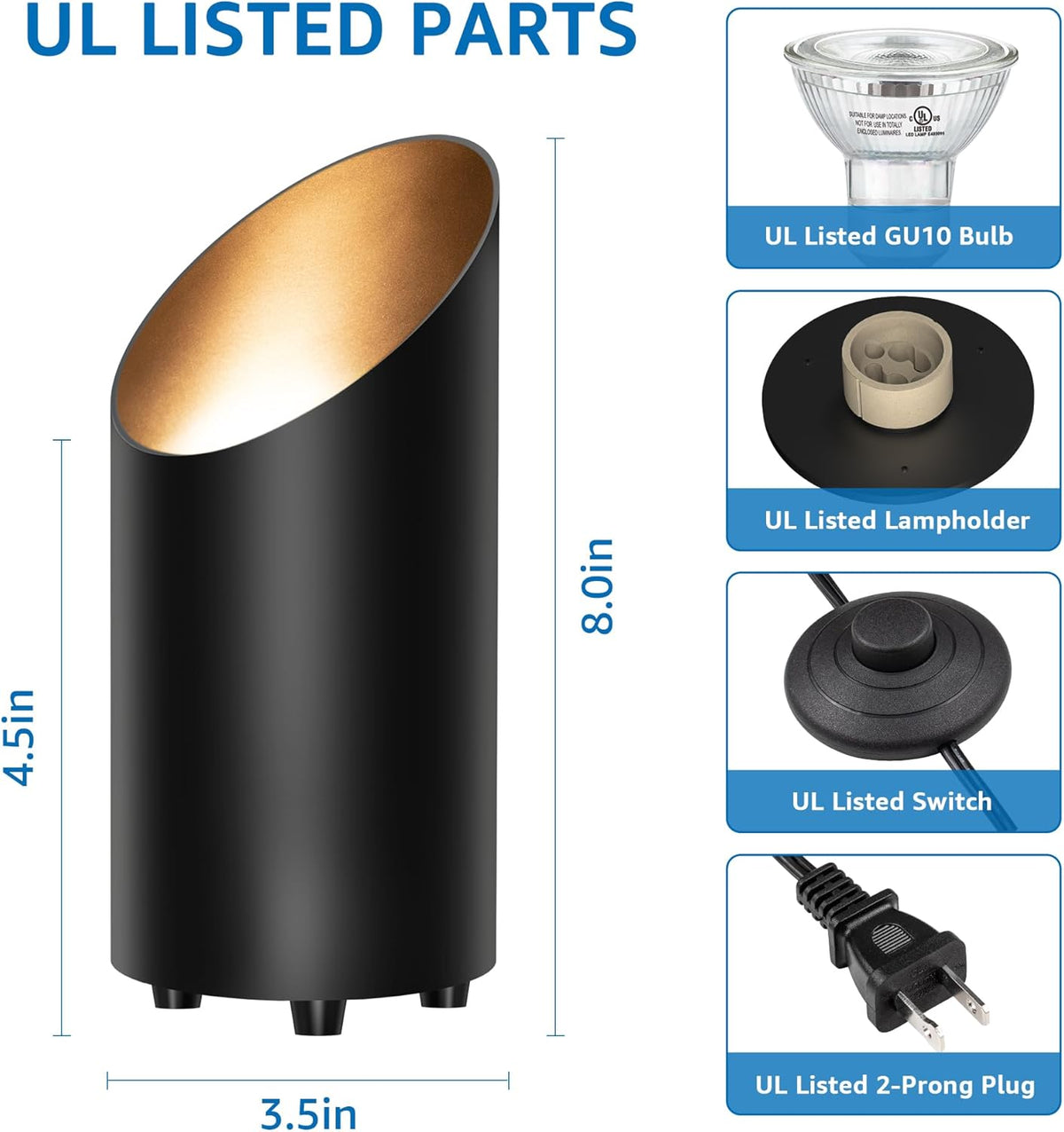 SUNVIE 4 Pack Up Lights, 5W Uplighting Indoor Uplights with 2700K GU10 Bulbs, Uplighting Indoor