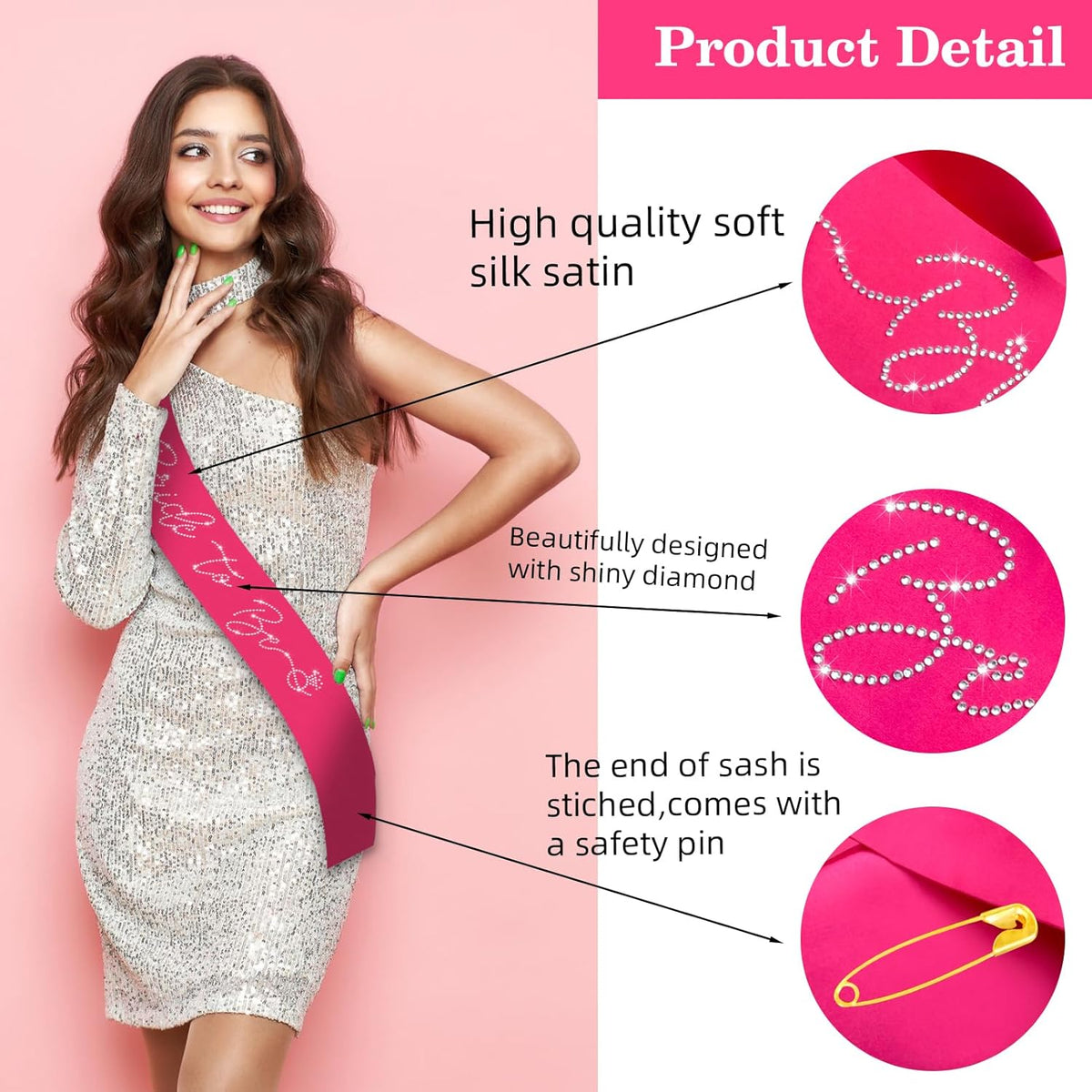 Hot Pink Bride to Be Sash with Glitter Rhinestones, Funny Bride to Be Sash Bachelorette Party
