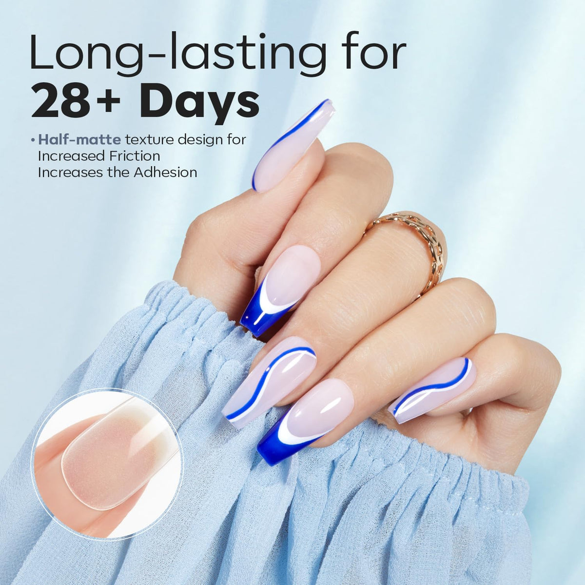 Modelones Medium Coffin Fake Nail Tips - 510Pcs Gel Tips Pre-shaped Half Matte Full Cover Clear