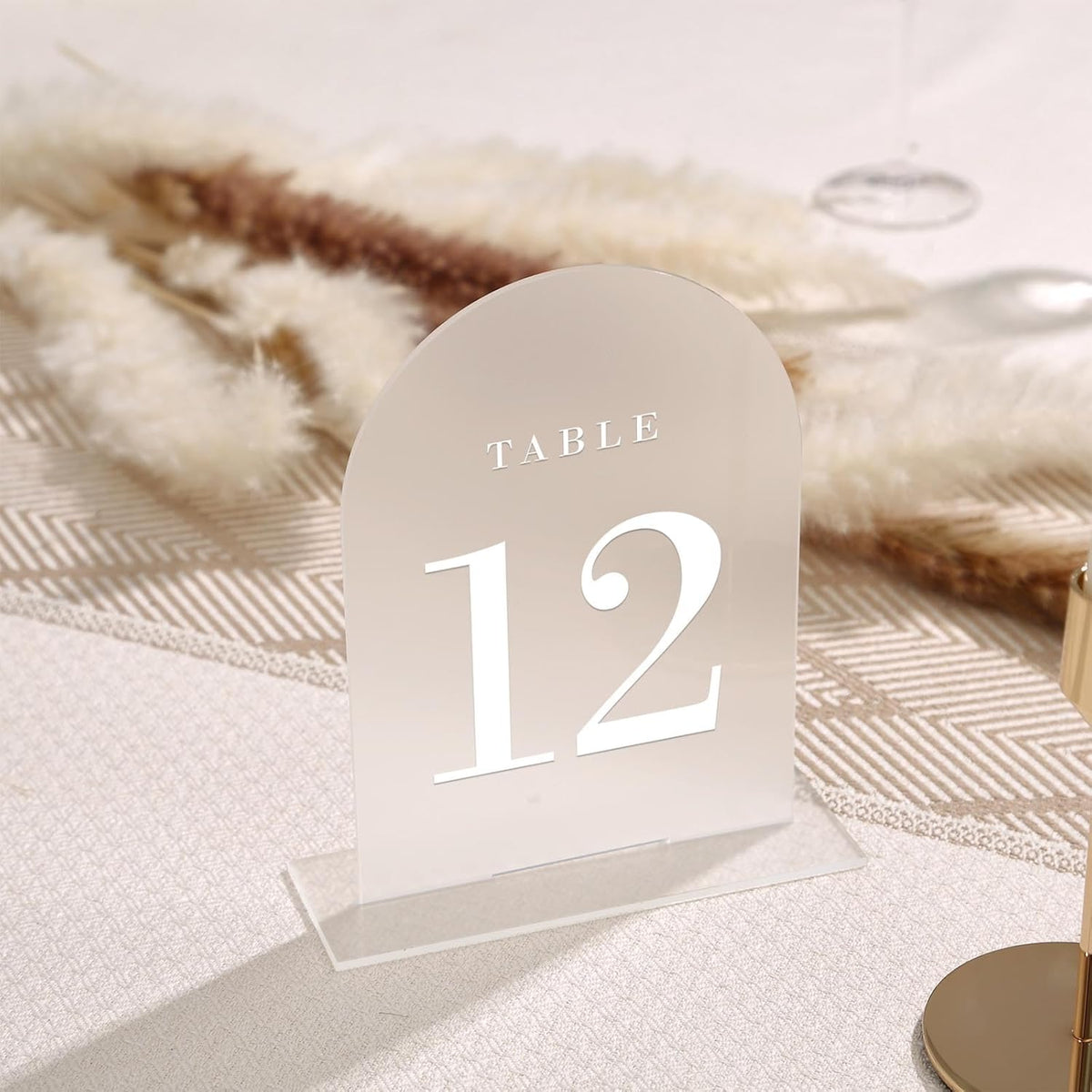 UNIQOOO Frosted Arch Wedding Table Numbers with Stands 1-20, 5x7" Acrylic Display Signs and