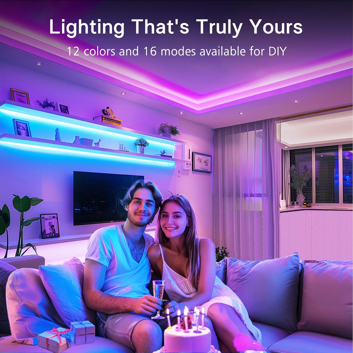 EMITEVER RGB LED Strip Light 16.4ft, Dimmable COB 24V Flexible LED Color Changing Tape Light Kit
