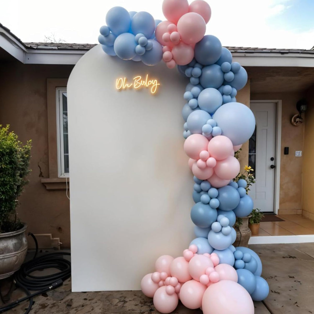 Pink and Blue Balloons, 60pcs Pearl Metallic Blue Pink Balloon With Two Types Confetti Balloons For