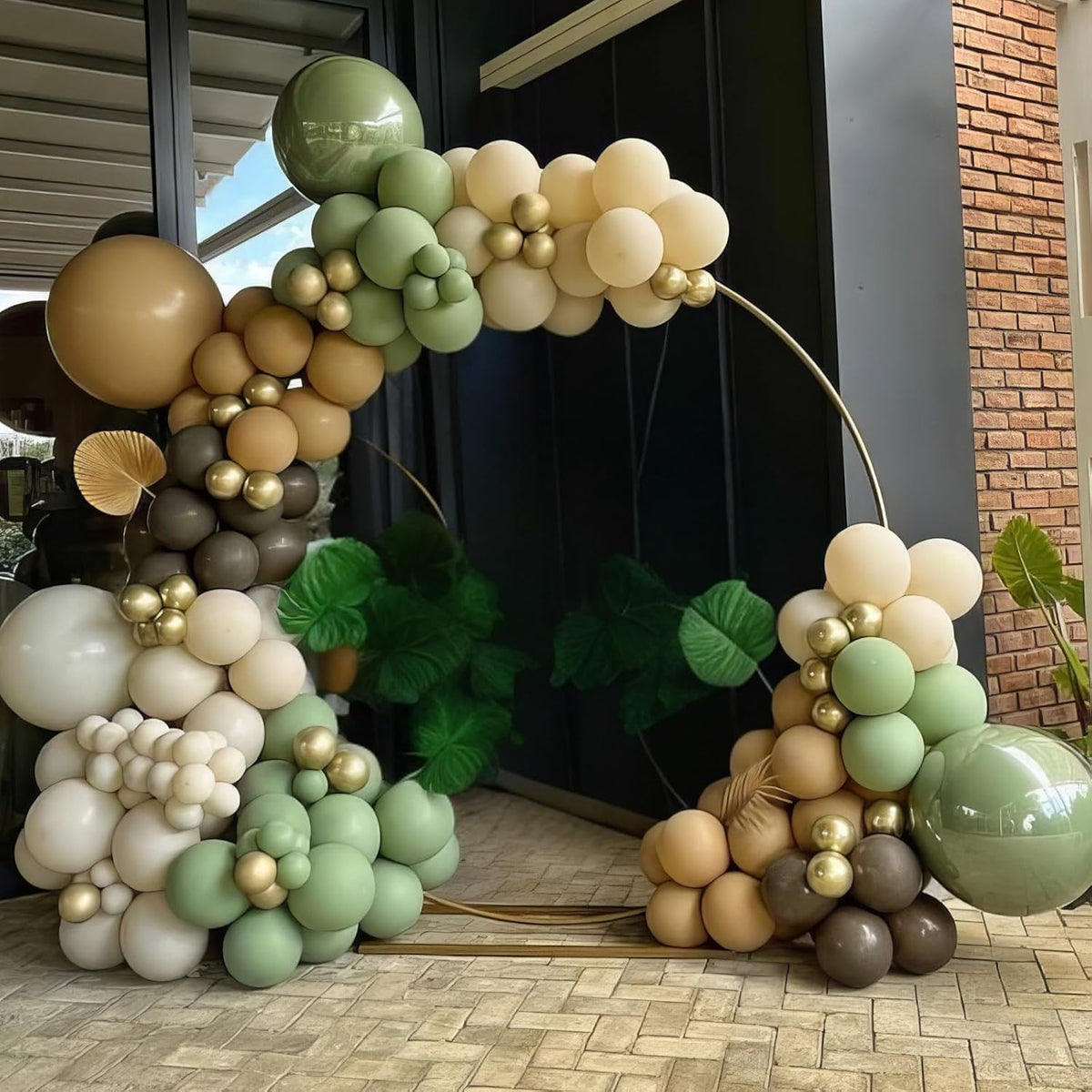 Sage Green and Brown Balloons, 50pcs Green Brown White Balloons, Coffee Beige Ivory Sand White