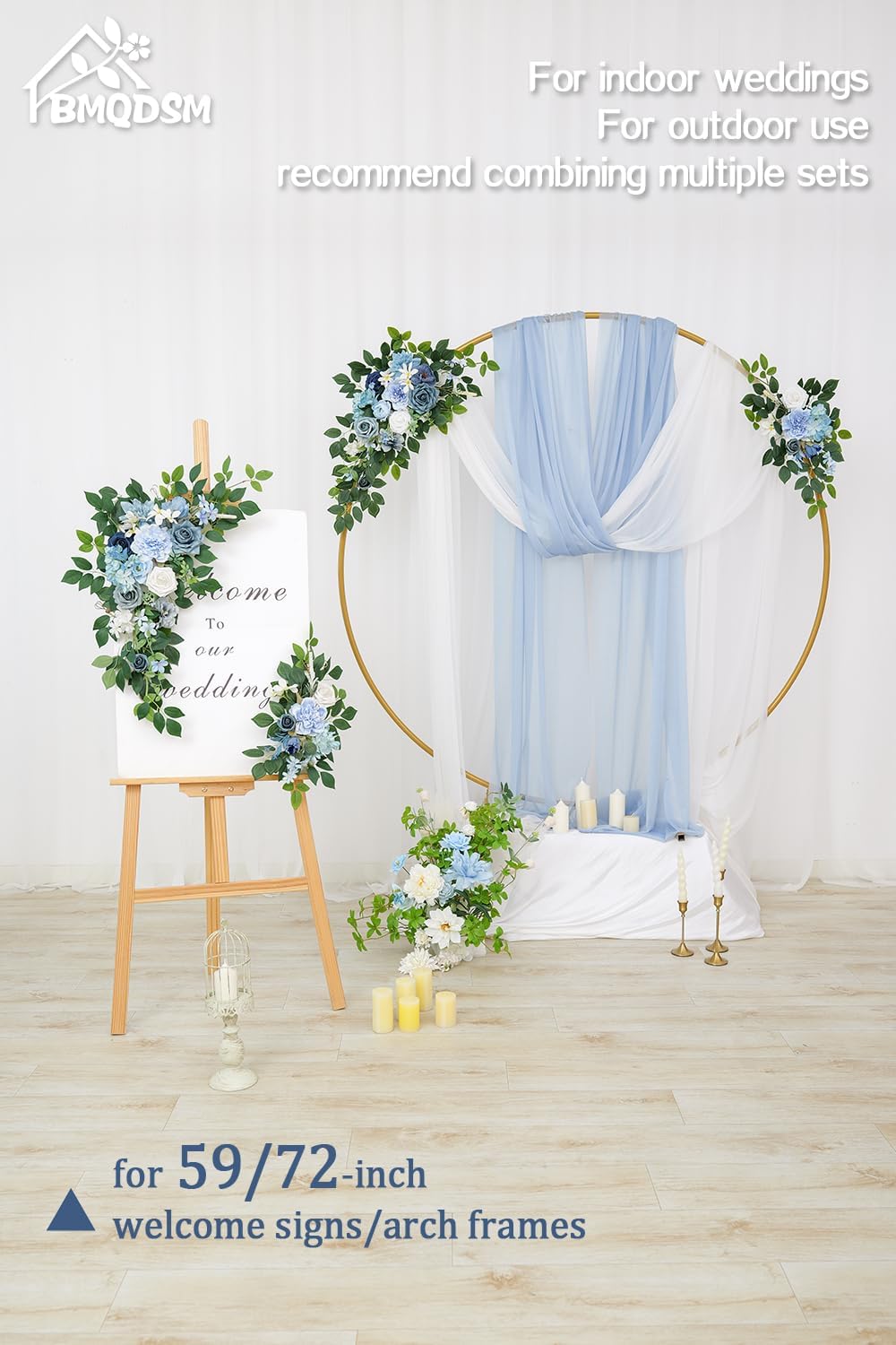 Pack of 2 Artificial Flowers for Backdrop Decoration, Wedding Arch Flowers,Reception Welcome Sign