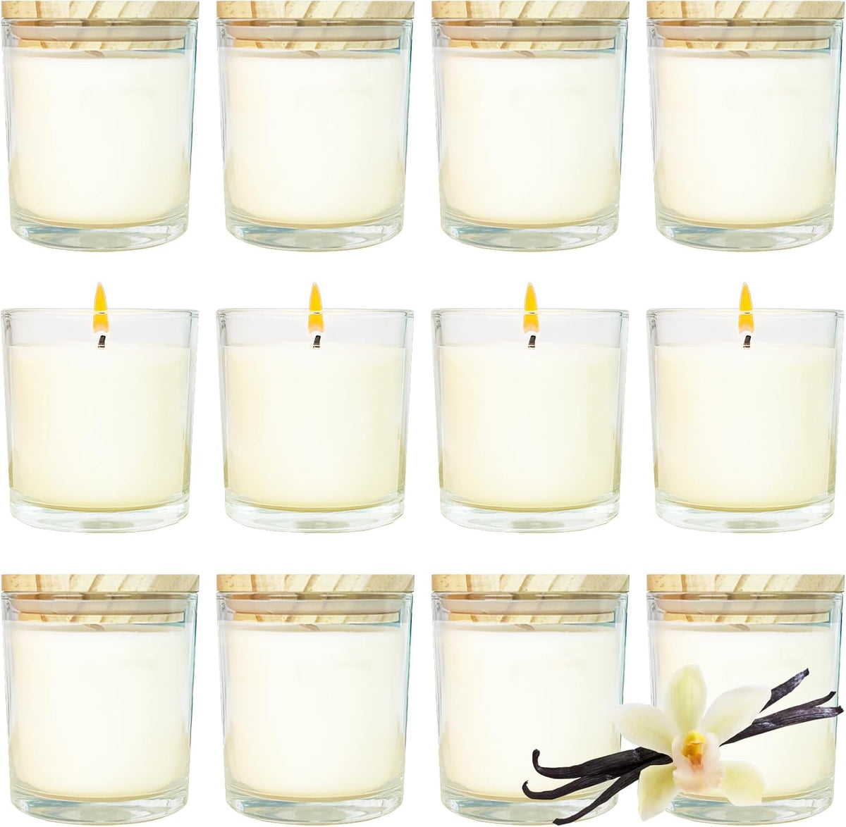 12 Pcs 6 Oz Bulk White Soy Candles,Vanilla Scented Candles Set,Bulk Aromatherapy Candle,Great