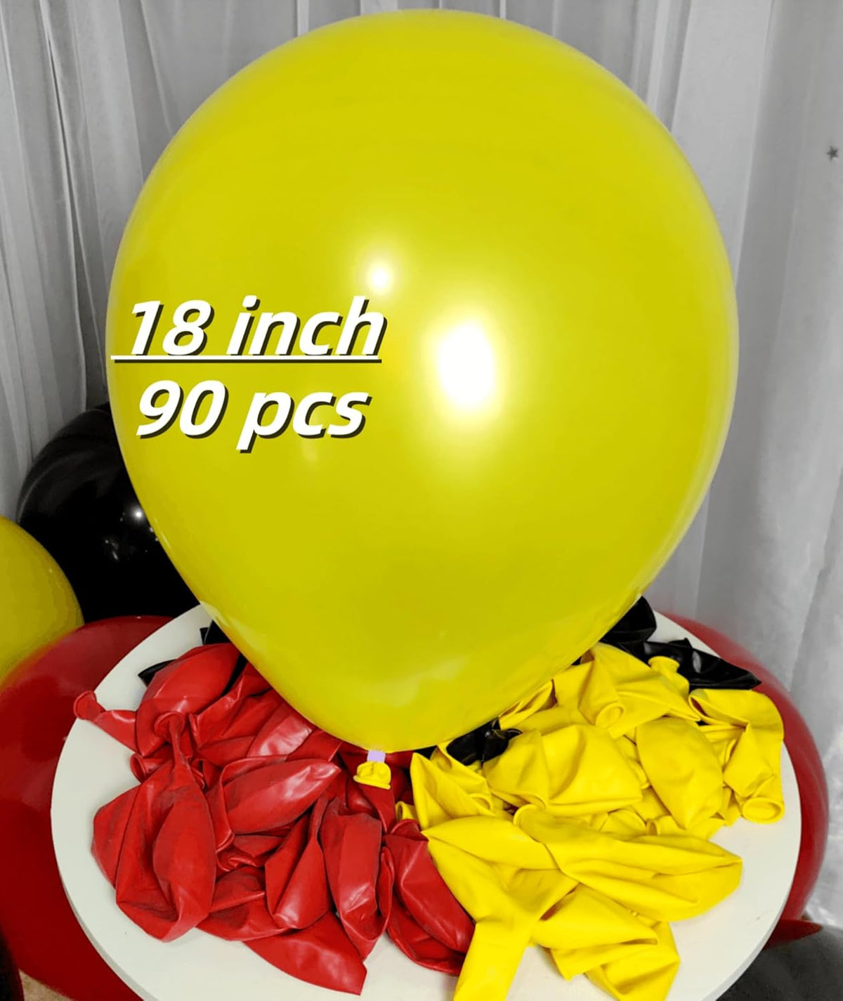 90 Pack red Yellow Black Balloons 100 of each of the 3 colors 18 inch Large Red Yellow Black Latex