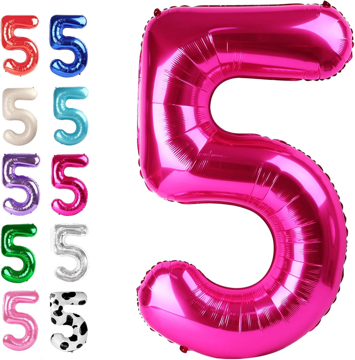 Hot Pink 40 Inch Large Number 5 Birthday Balloon, Five 5th 15 25 35 50 55 Birthday Celebration