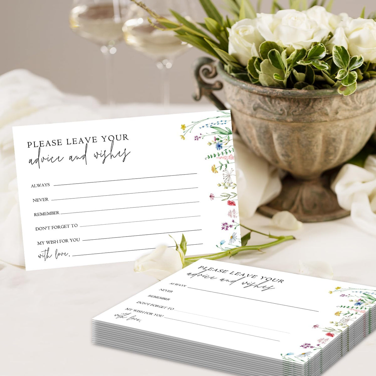 Wildflower Advice And Wishes Cards For The Mr And Mrs, Blank Well Wishes For Baby Shower, Bridal