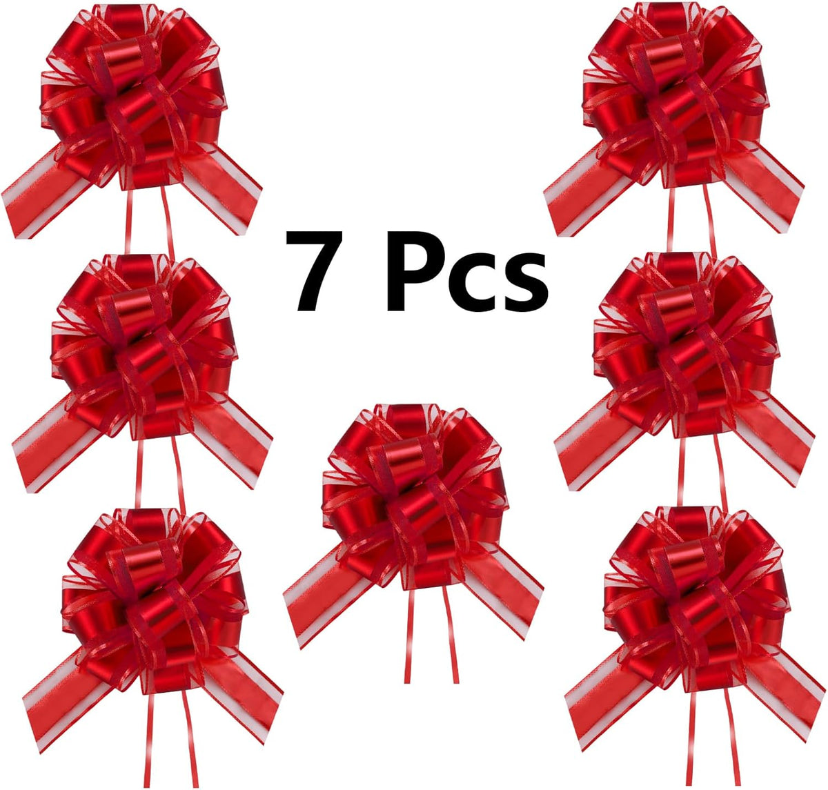 7 Pieces Large Pull Bows, 6 inche, Big Bow for Gift Wrapping, Christmas Party Birthday Gift