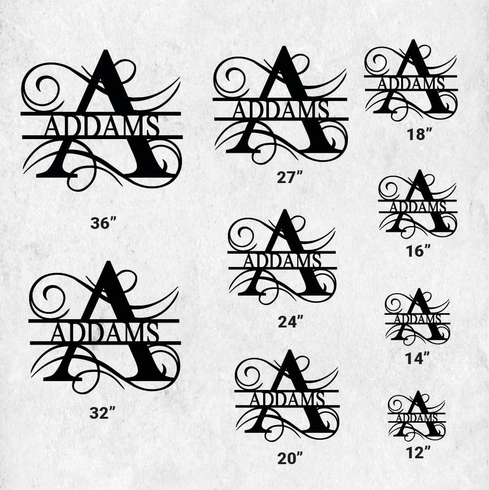 Personalized Metal Name Signs, Split Letter Monogram Wall Decor, Custom Last Name Sign, Family Name