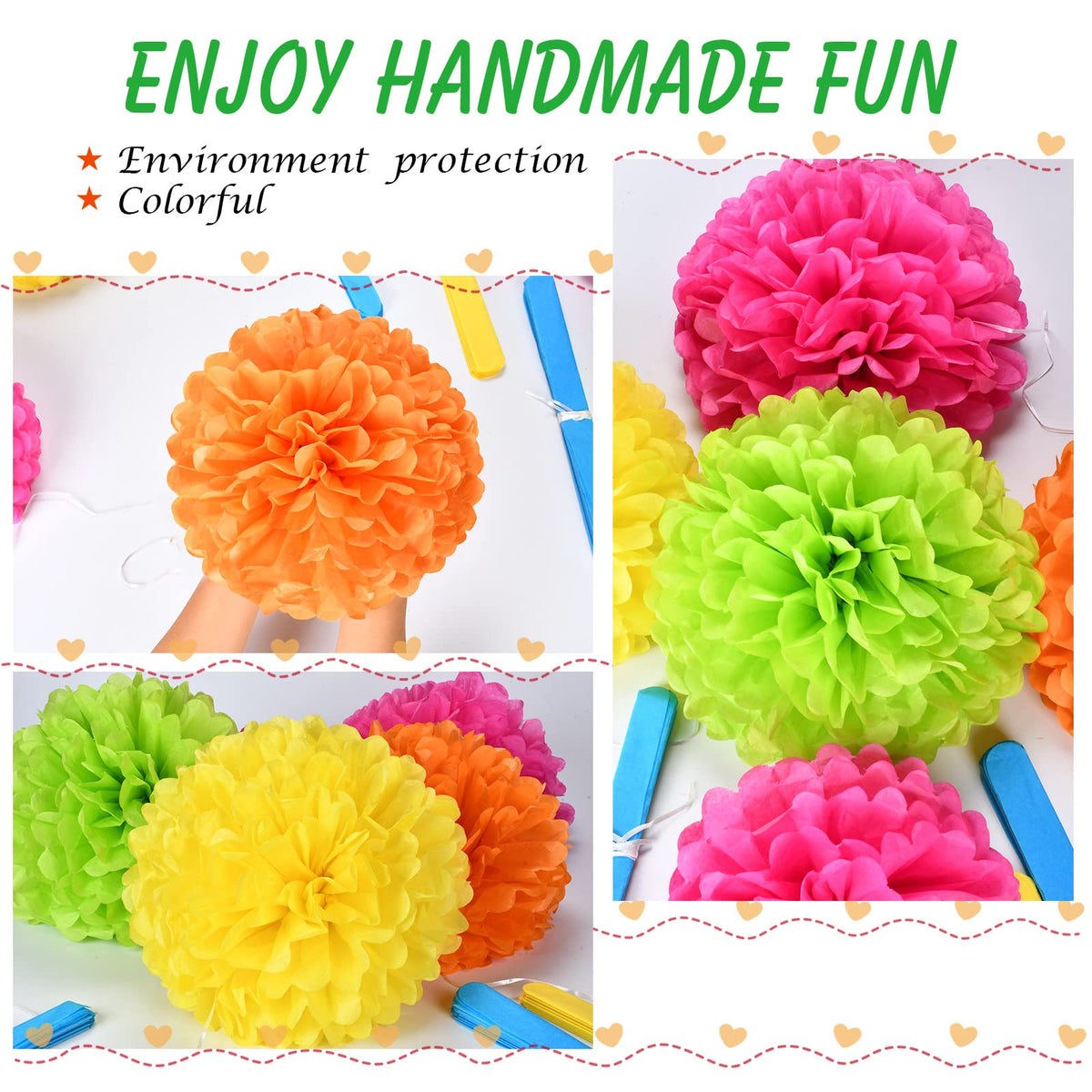 Tissue Pom Pom Paper Flower Ball Party Decorations - 15 Pcs 10, 12, 14 Inch -for Wedding, Birthday