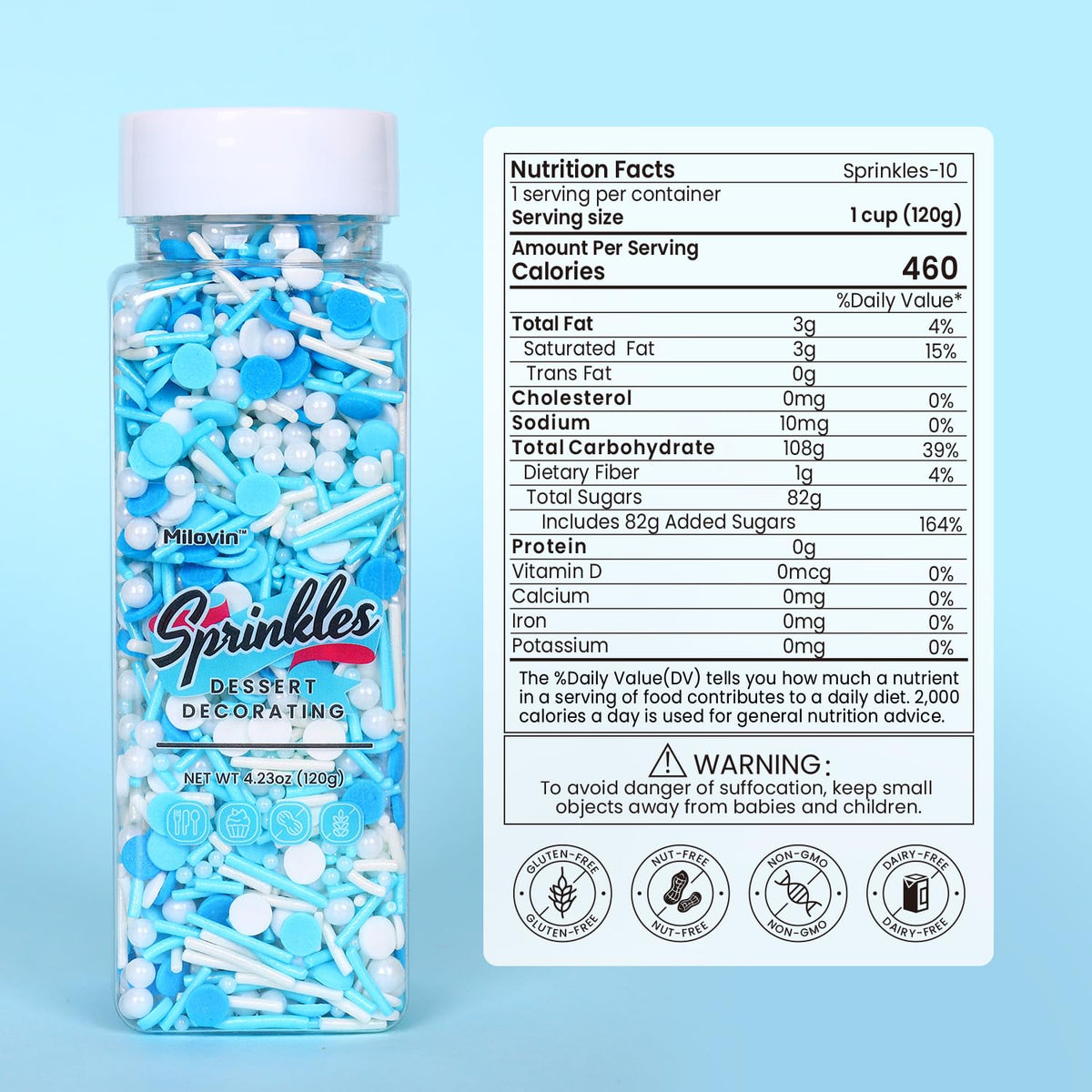 Edible Blue Sprinkles for Cake Decorating, Blue Confetti Sprinkles, Pearl Sprinkles, Jimmy