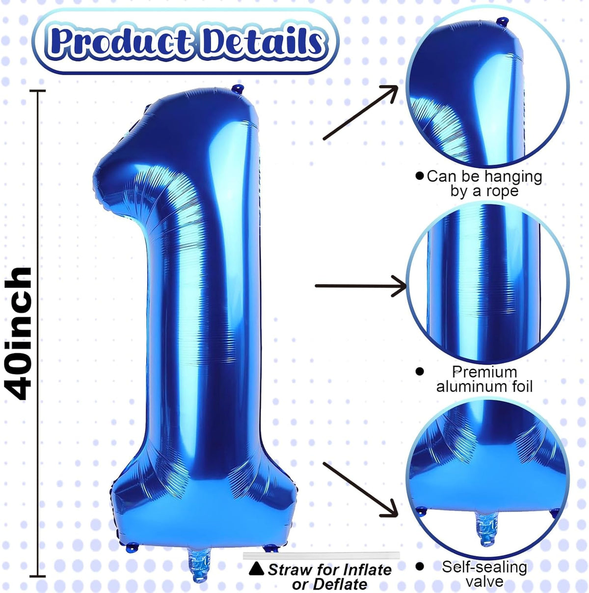 11 Balloon Number Birthday, Giant Navy Blue Number 1 & 1 Helium Foil Balloons for Boys 11th