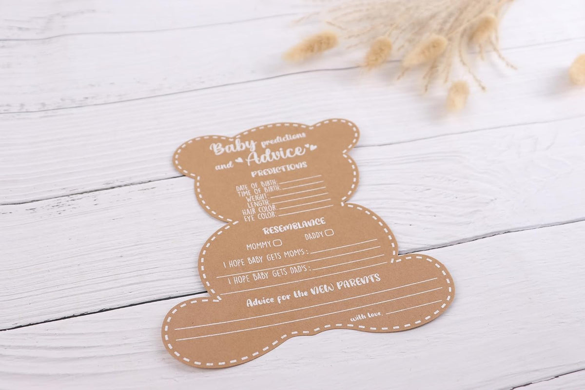 Baby Shower Games - Boy or Girl - We Can Bearly Wait Teddy Bear Baby Shower Advice Cards for