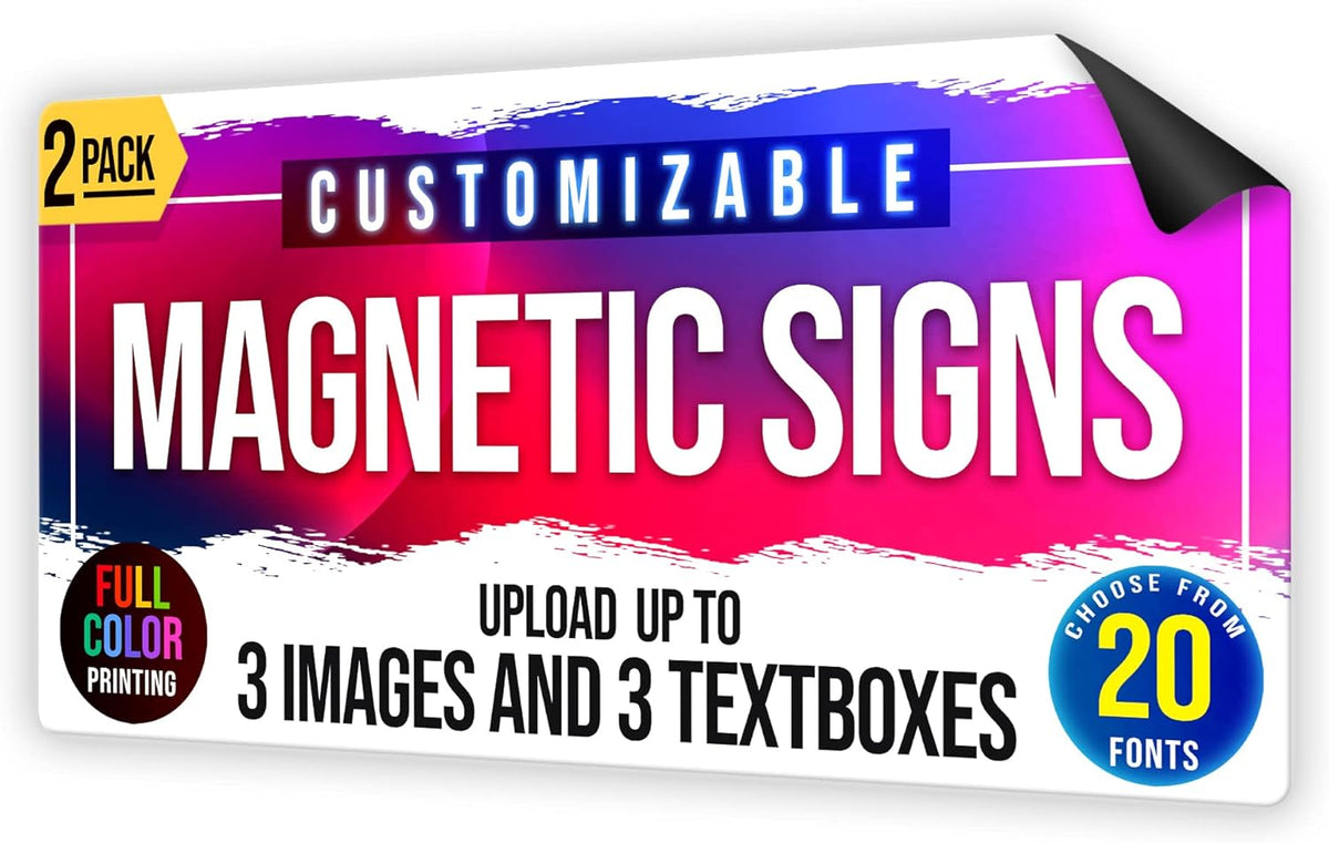 2-Pack,12"x24" Custom Magnet Signs in Full Color for Business and Advertising, 30 mil Customized
