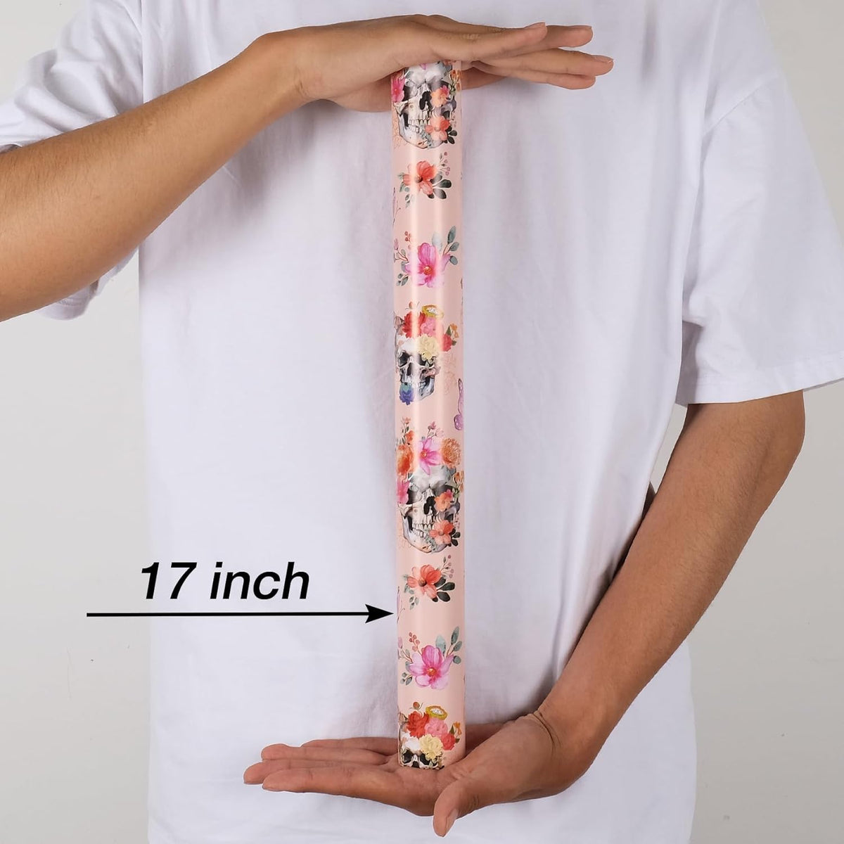 Aimyoo Gothic Wrapping Paper Roll, 17 Inch X 33 Feet Skull Floral Butterfly Design Gift Wrap Paper