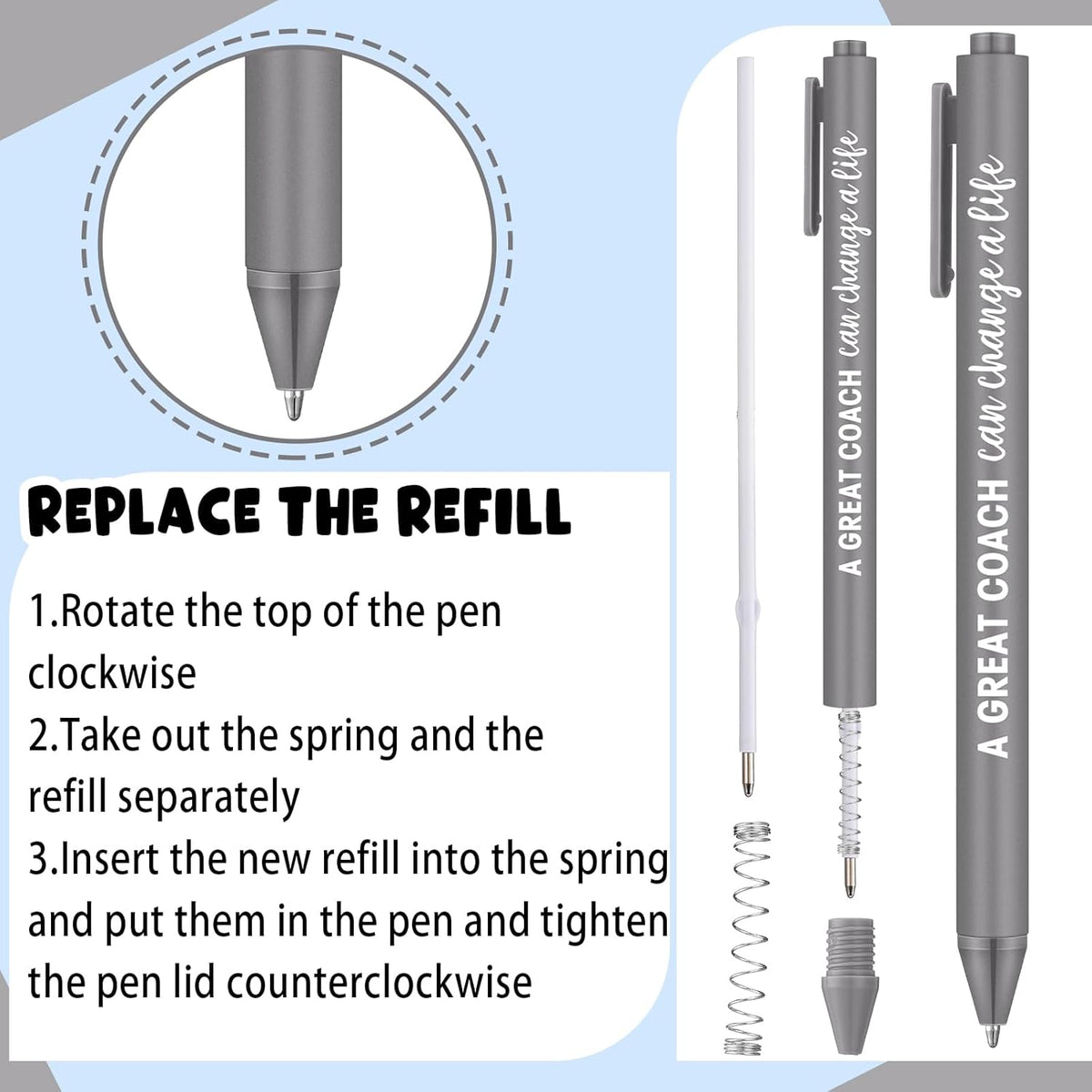 24 Pcs Coaches Appreciation Gifts Ballpoint Pen Sports Thank You Work Pen for Coaches Funny Gifts
