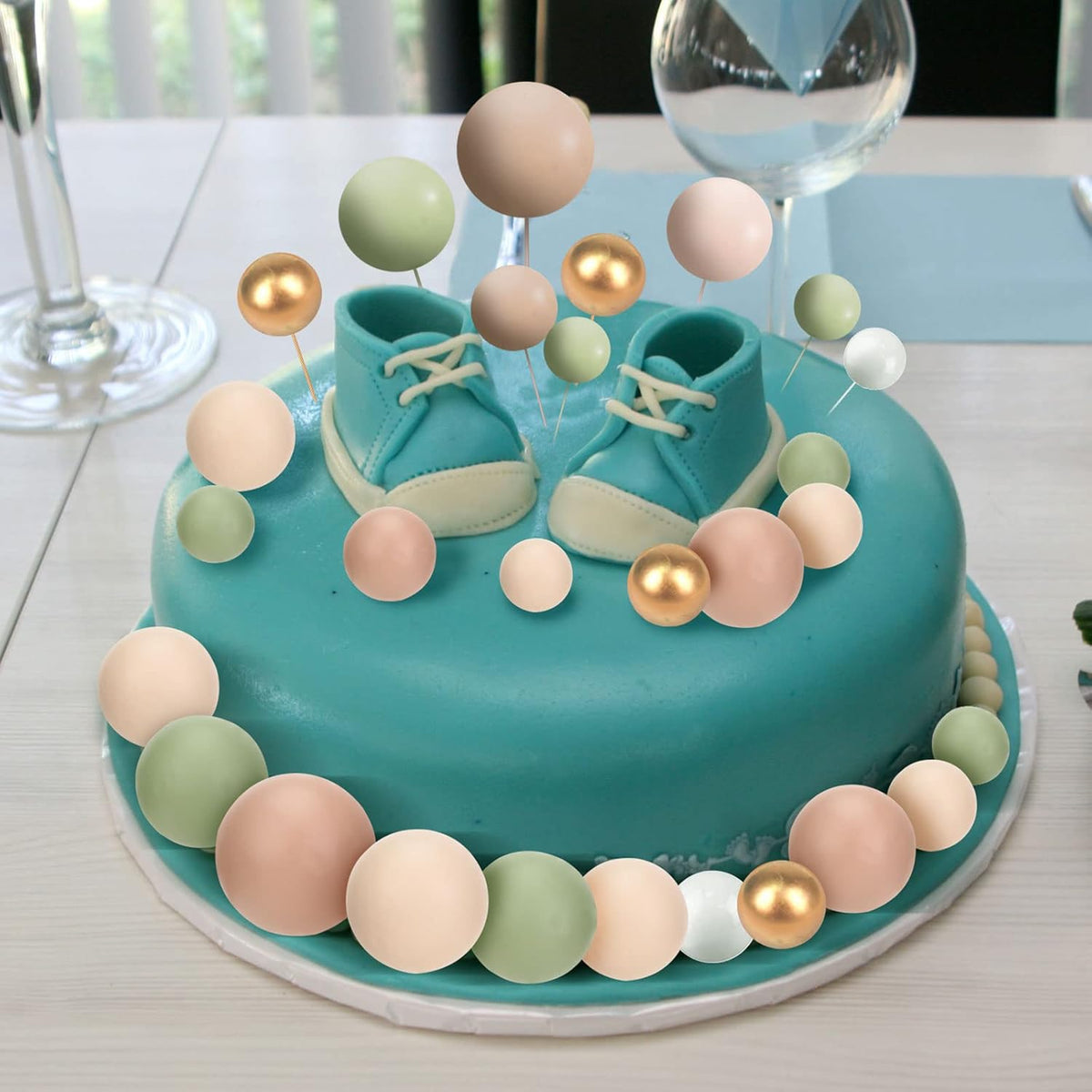 108 Pcs Balls Cake Topper DIY Cupcake Insert Foam Balloons for Cake Baking Wedding Anniversary
