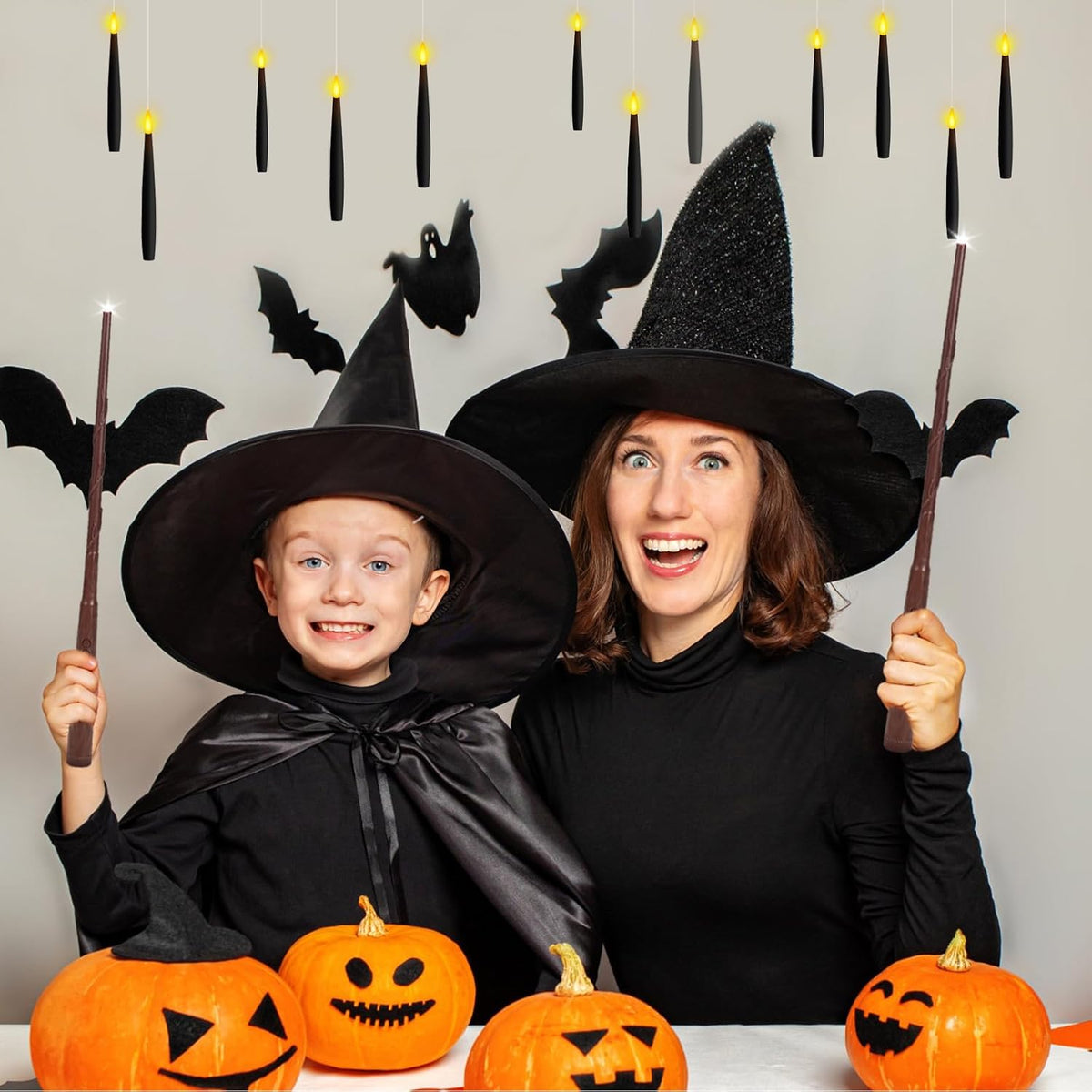 NURADA Floating Candles with Wand Remote Timer - Magic LED Hanging Flameless Taper Candles