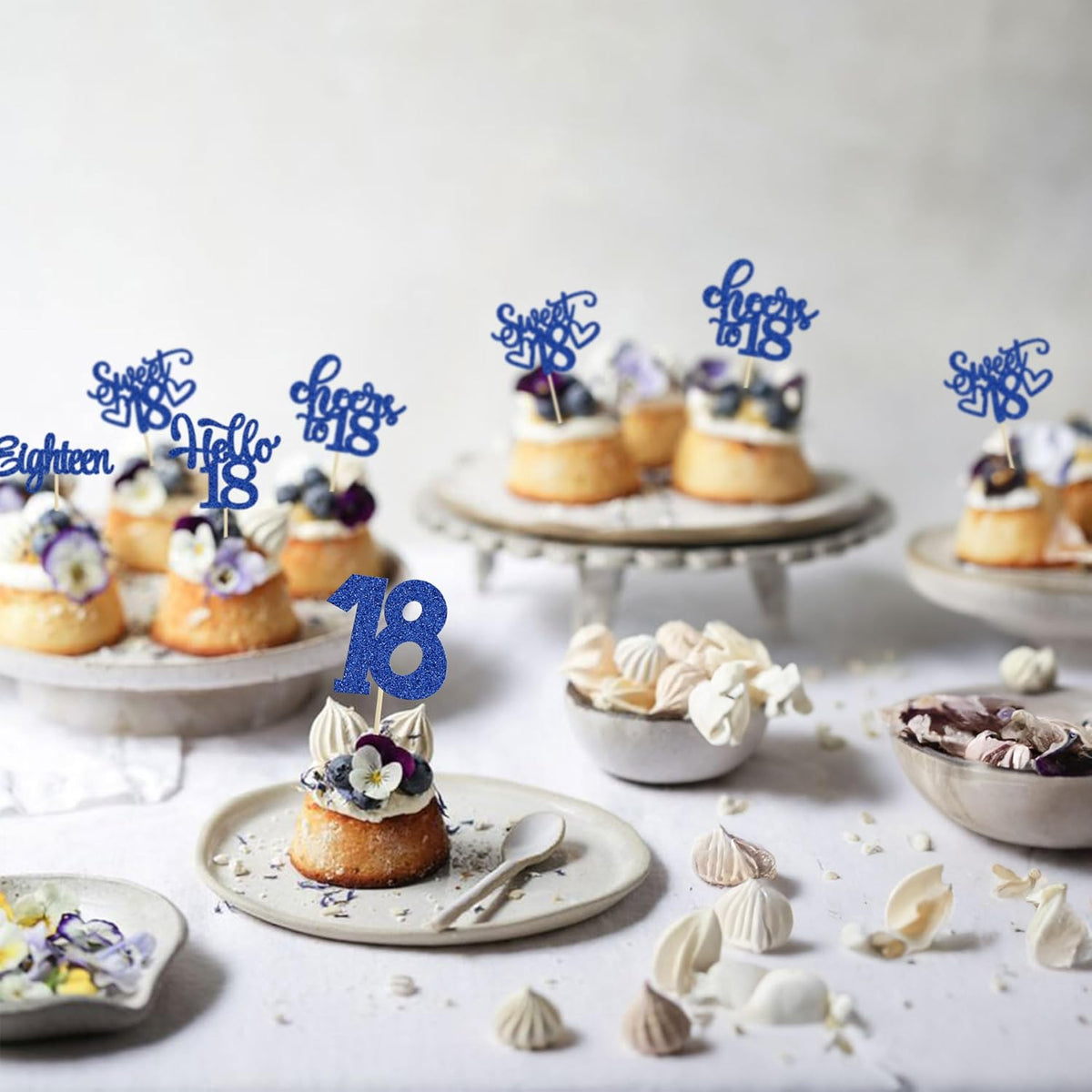 30Pcs18th Birthday Cupcake Toppers Eighteen Happy 18th Cupcake Picks Sweet 18 Cheers to 18 Cake