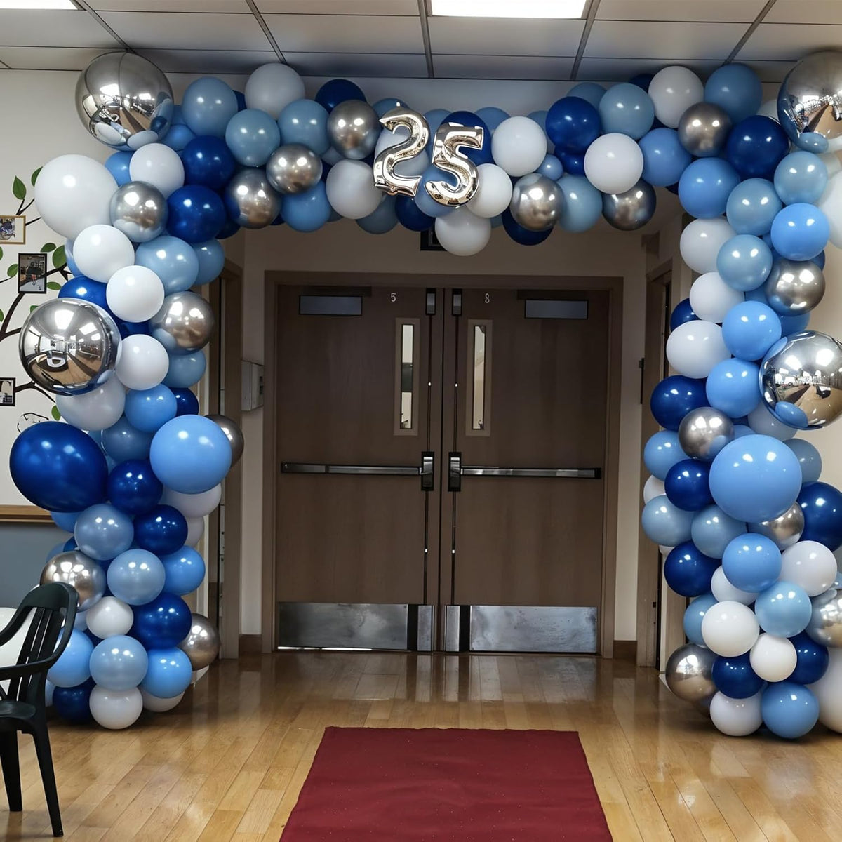 Soccer Balloons, 50pcs Metallic Blue Silver Balloons, White Pearl Navy Blue Balloon, Silver