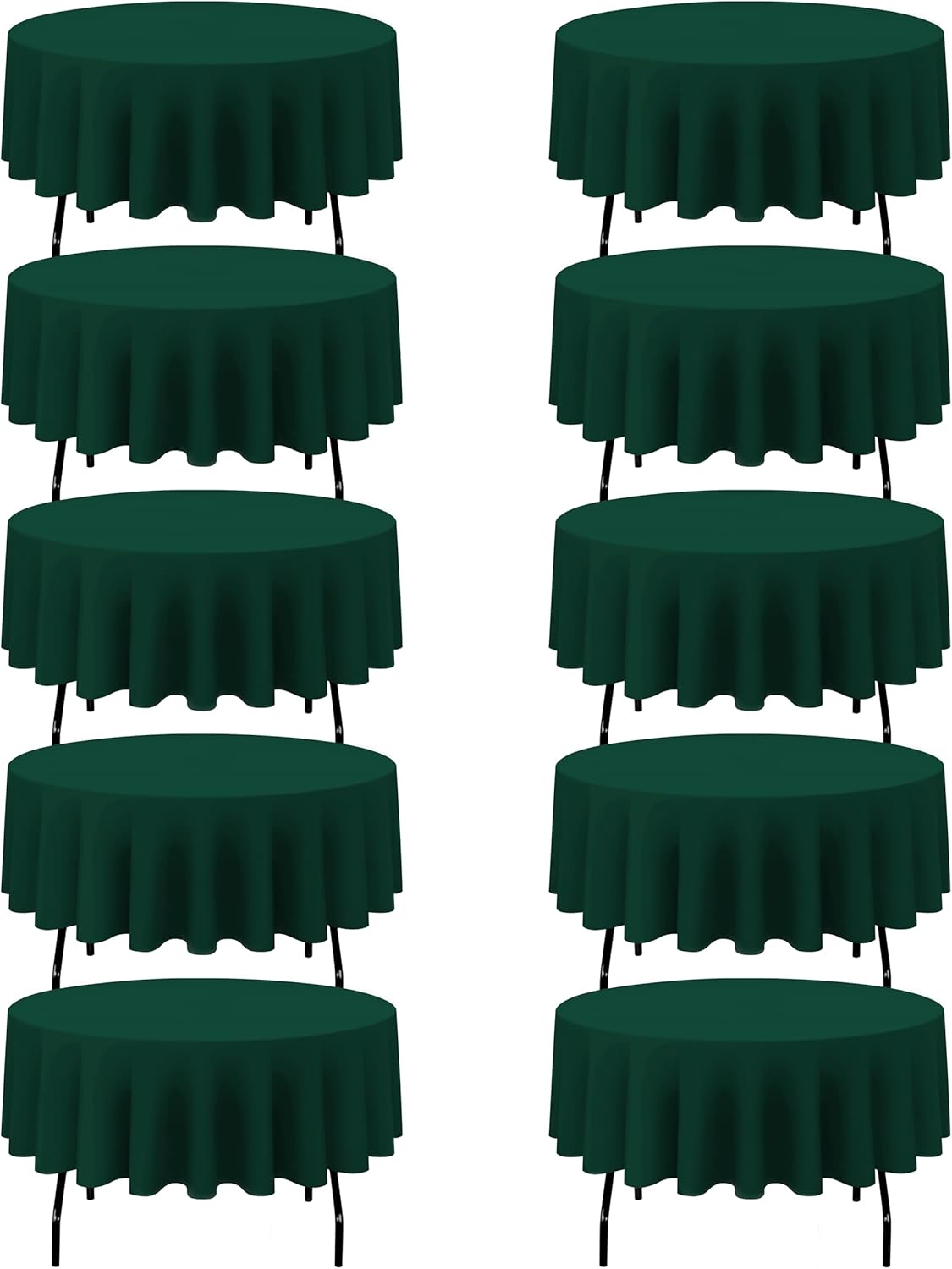 BRILLMAX 10 Pack Hunter Green Round Tablecloths 90 Inch - Circle Bulk Linen Polyester Fabric