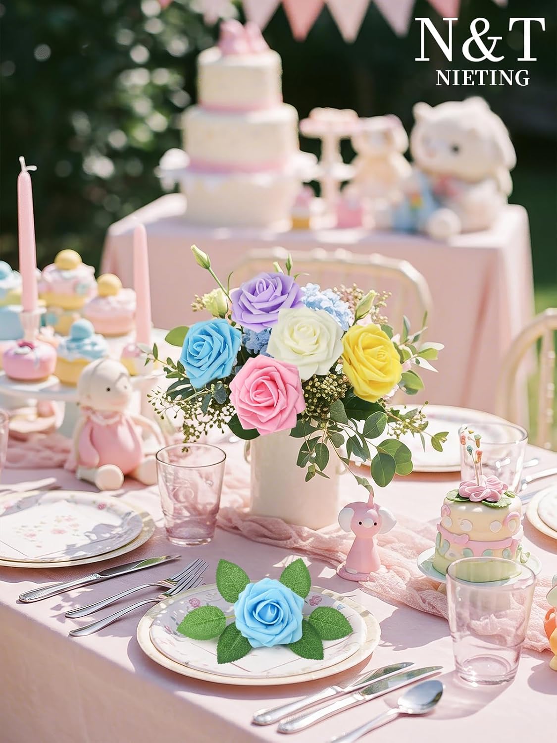 N&T NIETING Artificial Flowers, Fake Flowers Roses Perfect for DIY Wedding Bridal Bouquets