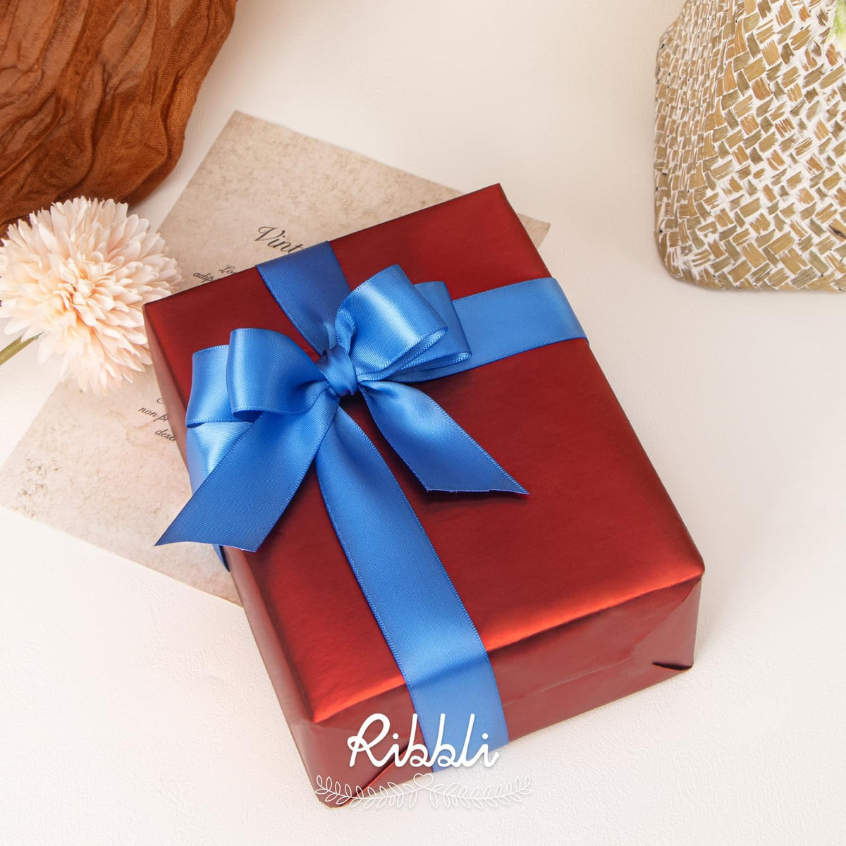 Ribbli Royal Blue Double Faced Satin Ribbon,1” x Continuous 25 Yards,Use for Bows Bouquet,Gift
